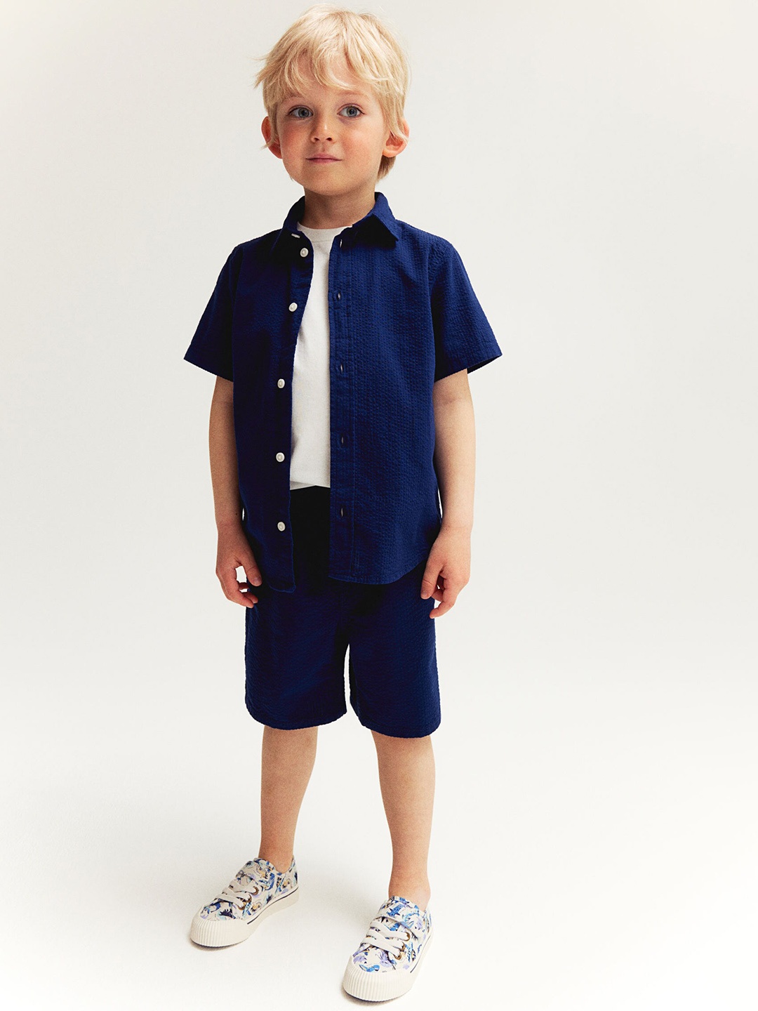 

H&M Boys Pure Cotton Pull-On Shorts, Navy blue