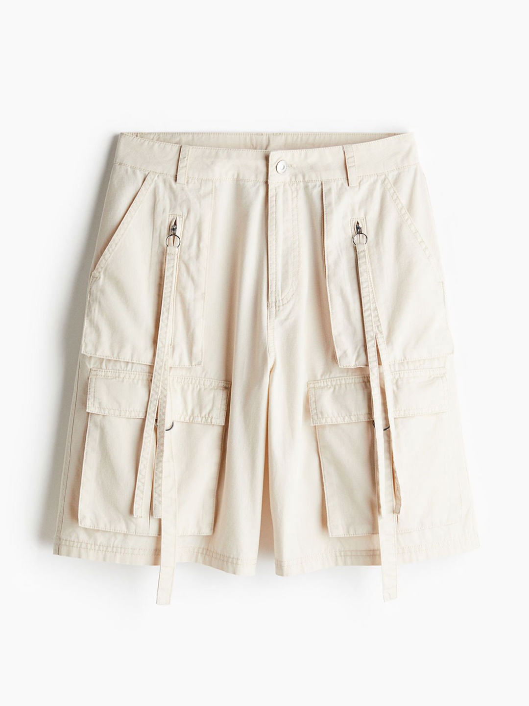 

H&M Women Pure Cotton Cargo Shorts, Beige