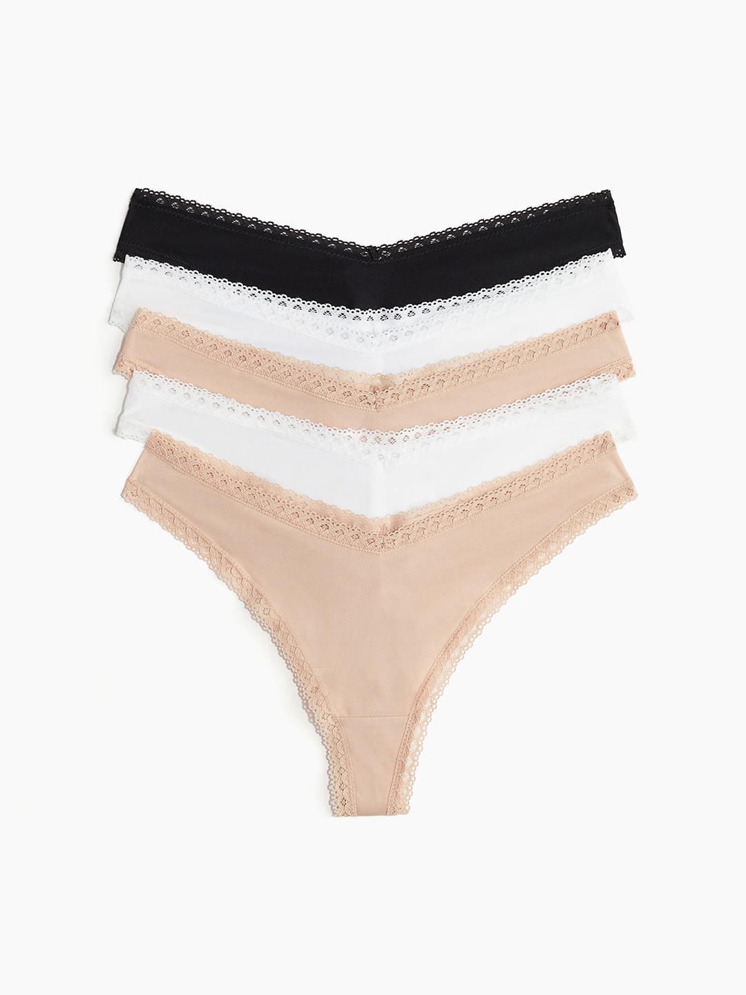 

H&M Women 5-Pack Jersey Brazilian Briefs, Beige