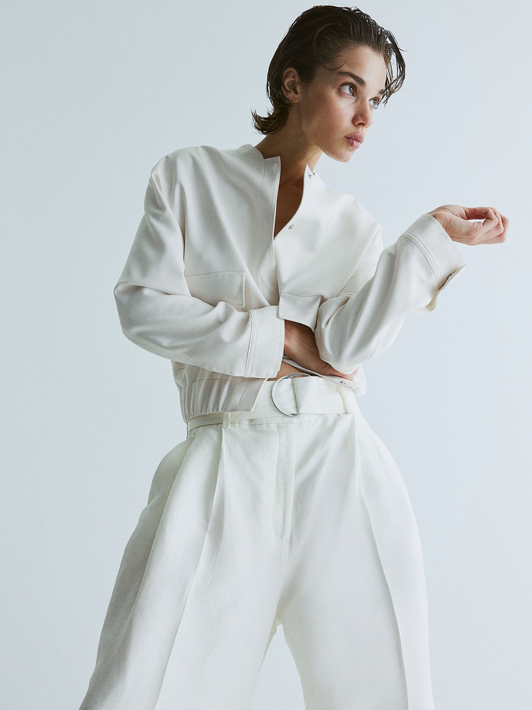 

H&M Oversized Twill Jacket, White
