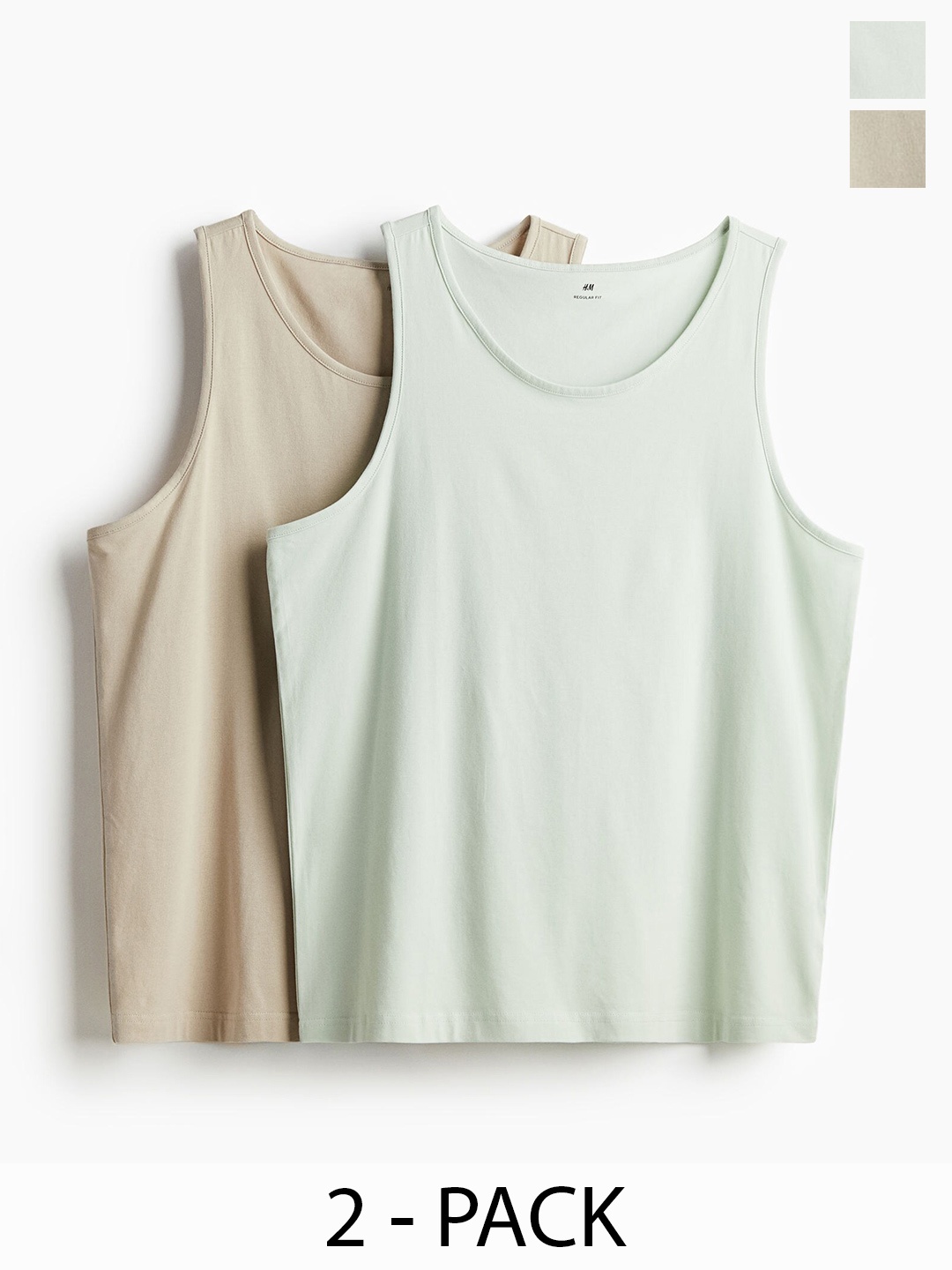 

H&M Men 2-Pack Regular Fit Vest Tops, Sea green