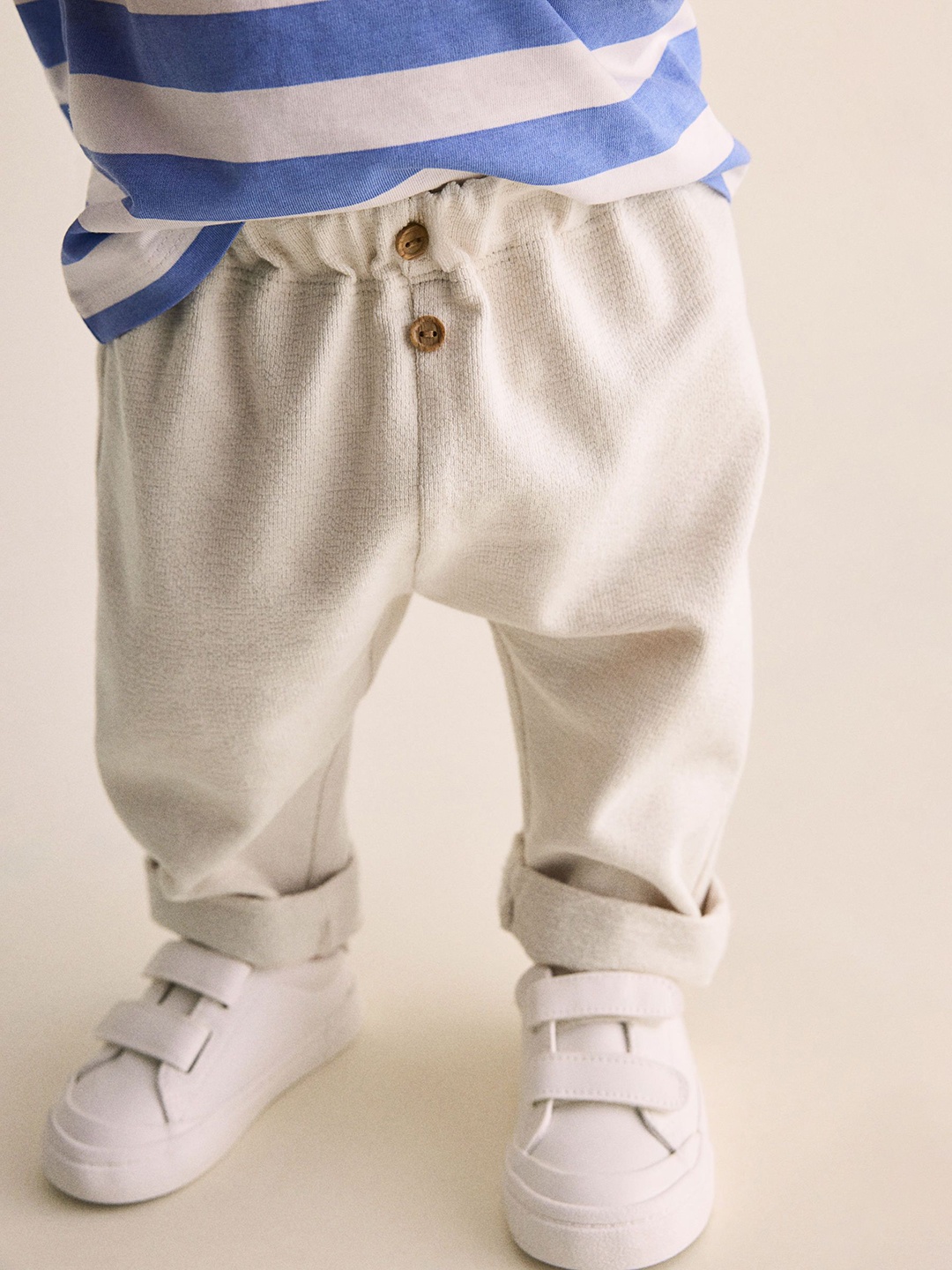 

H&M Boys Pure Cotton Terry Joggers, Off white