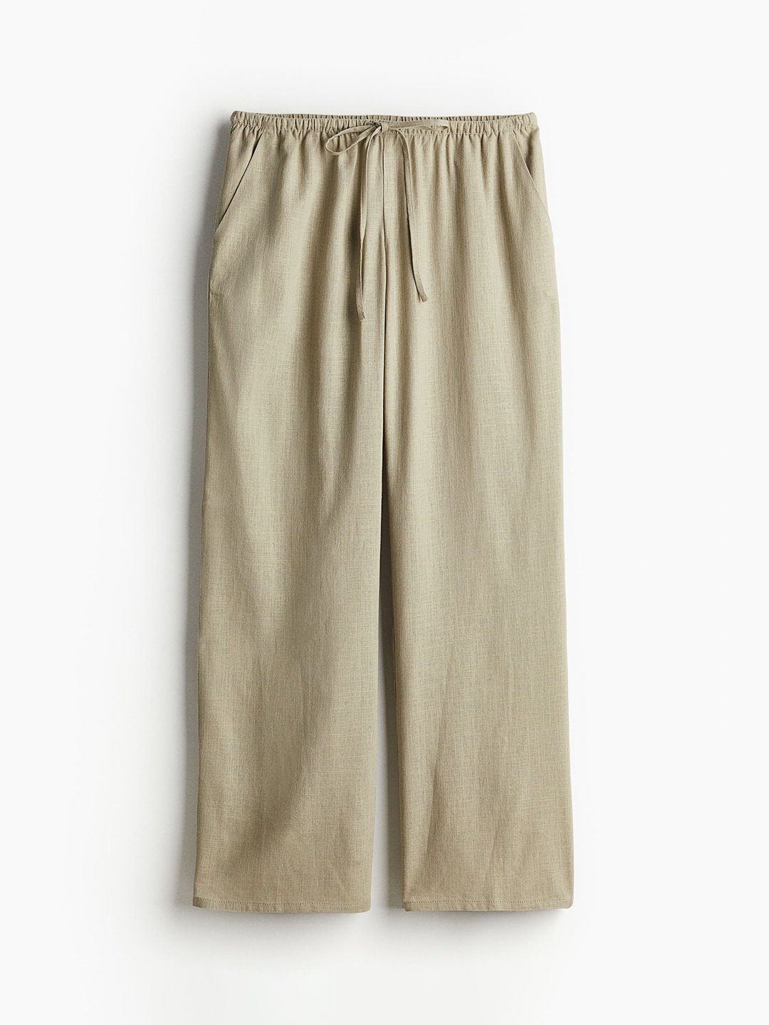 

H&M Women Linen-Blend Pull-On Trousers, Beige