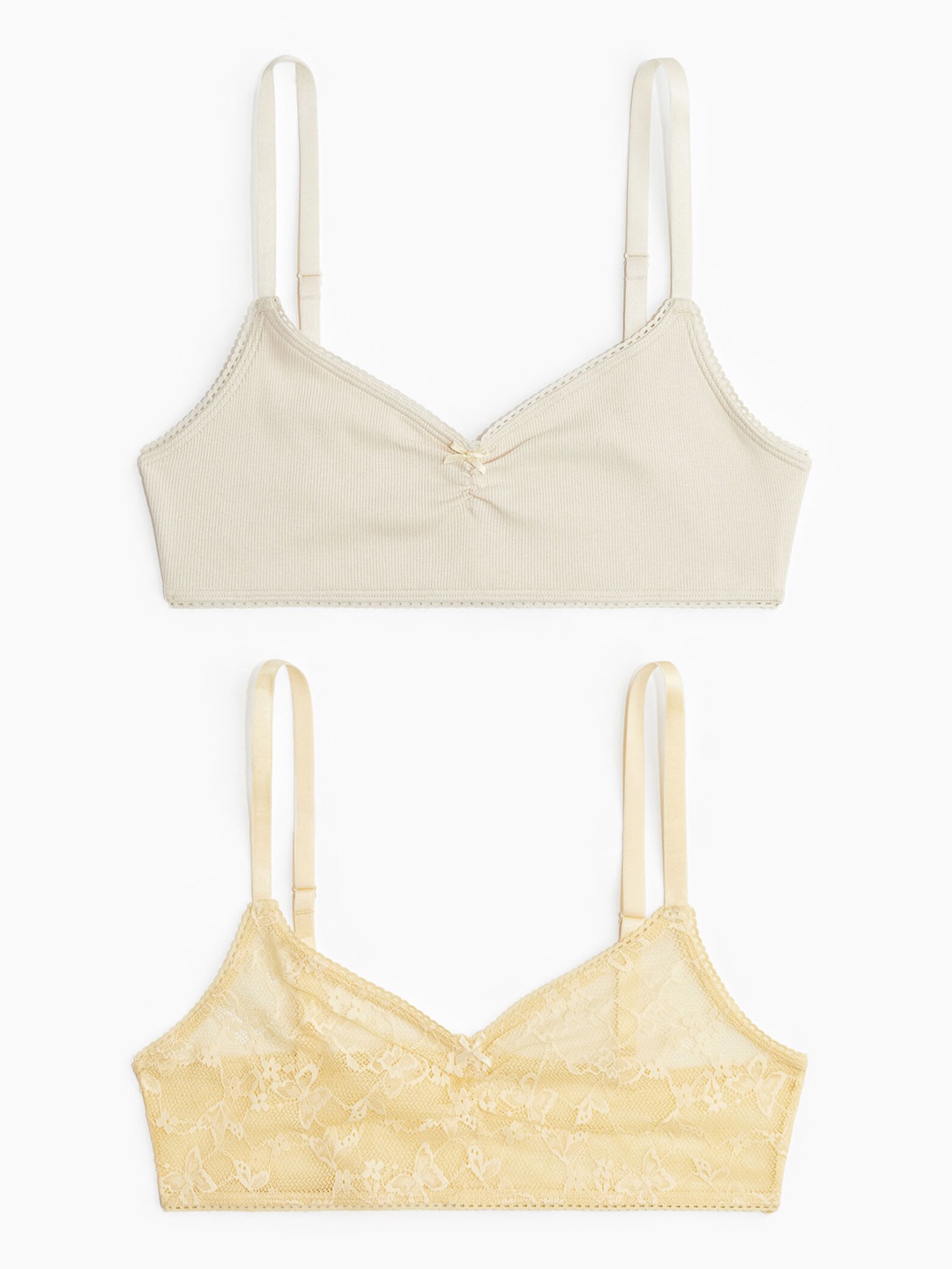 

H&M 2-Pack Non-Padded Bralettes, Yellow