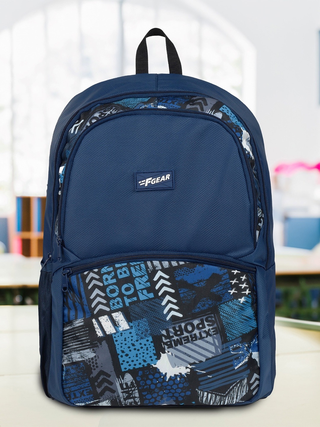 

F Gear Kids Graphic Printed Backpack, Navy blue