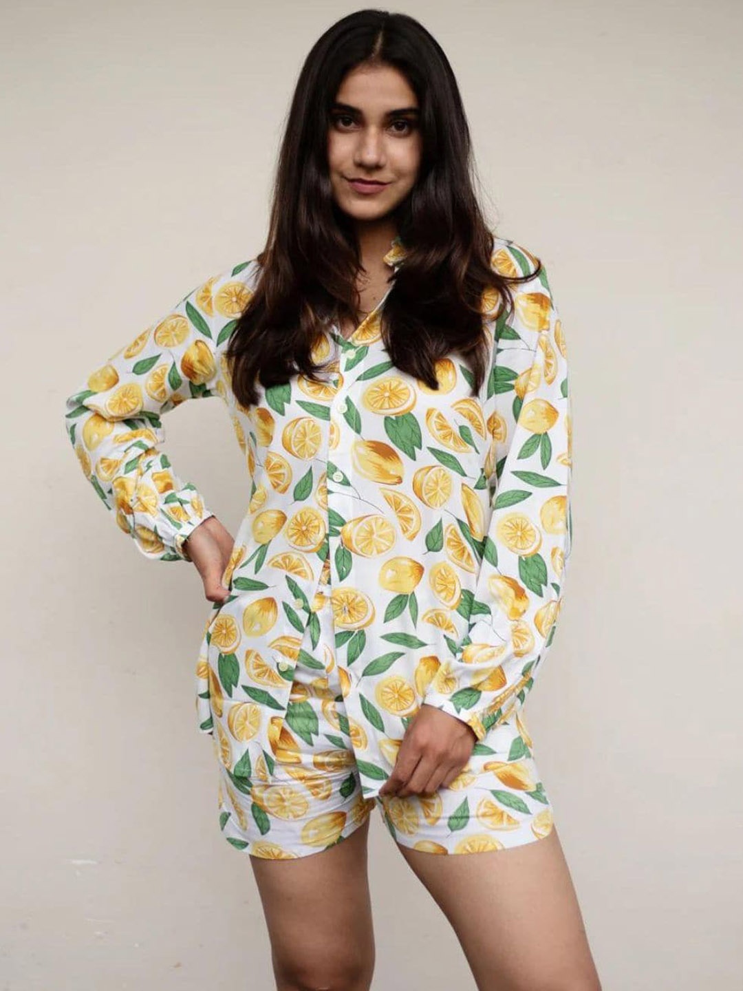 

HEY MISSY Printed Pure Cotton Shirt & Flared Shorts Co-Ords, White
