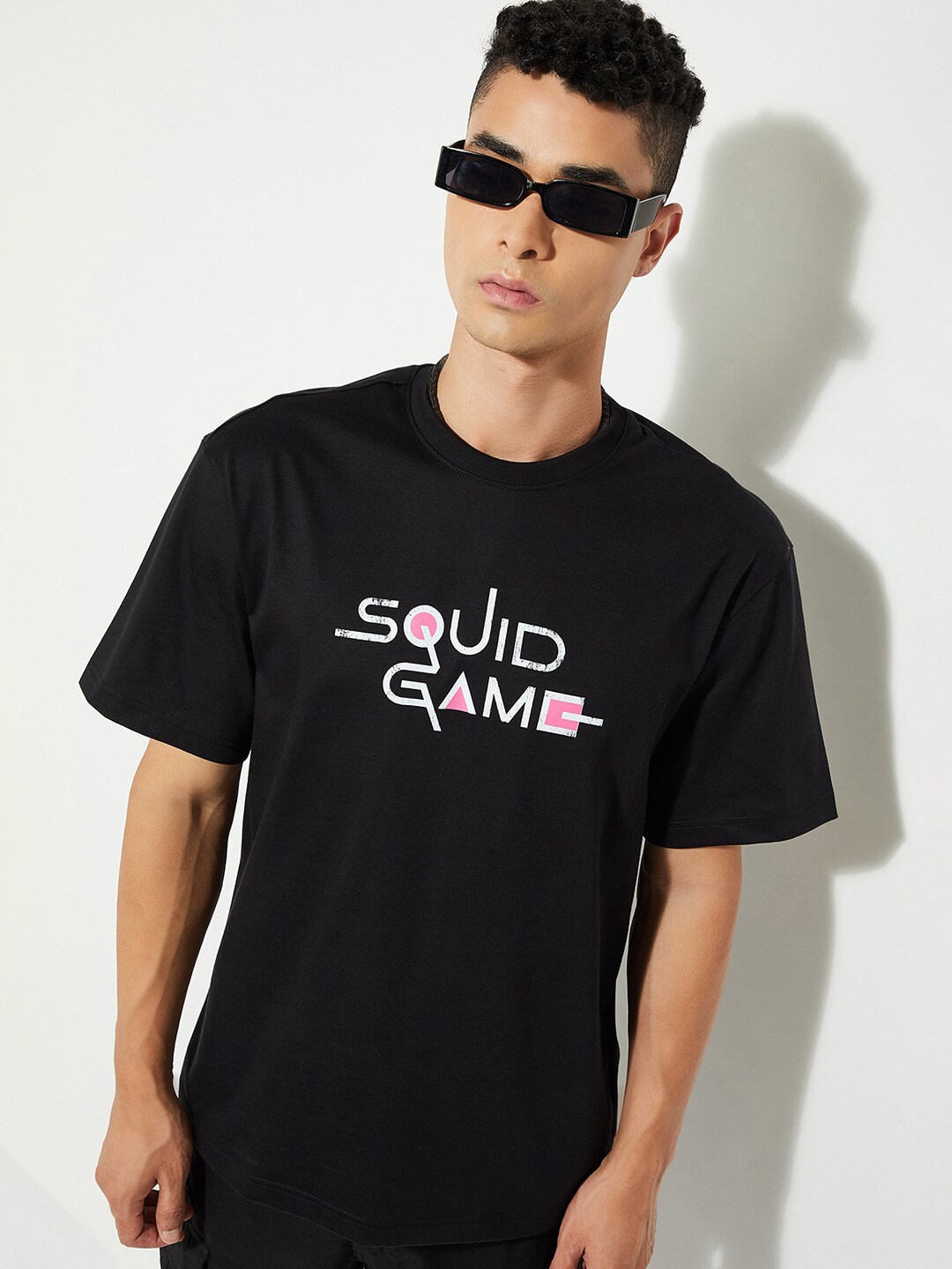max URB_N Men Squid Game Print Oversized T-shirt, Black