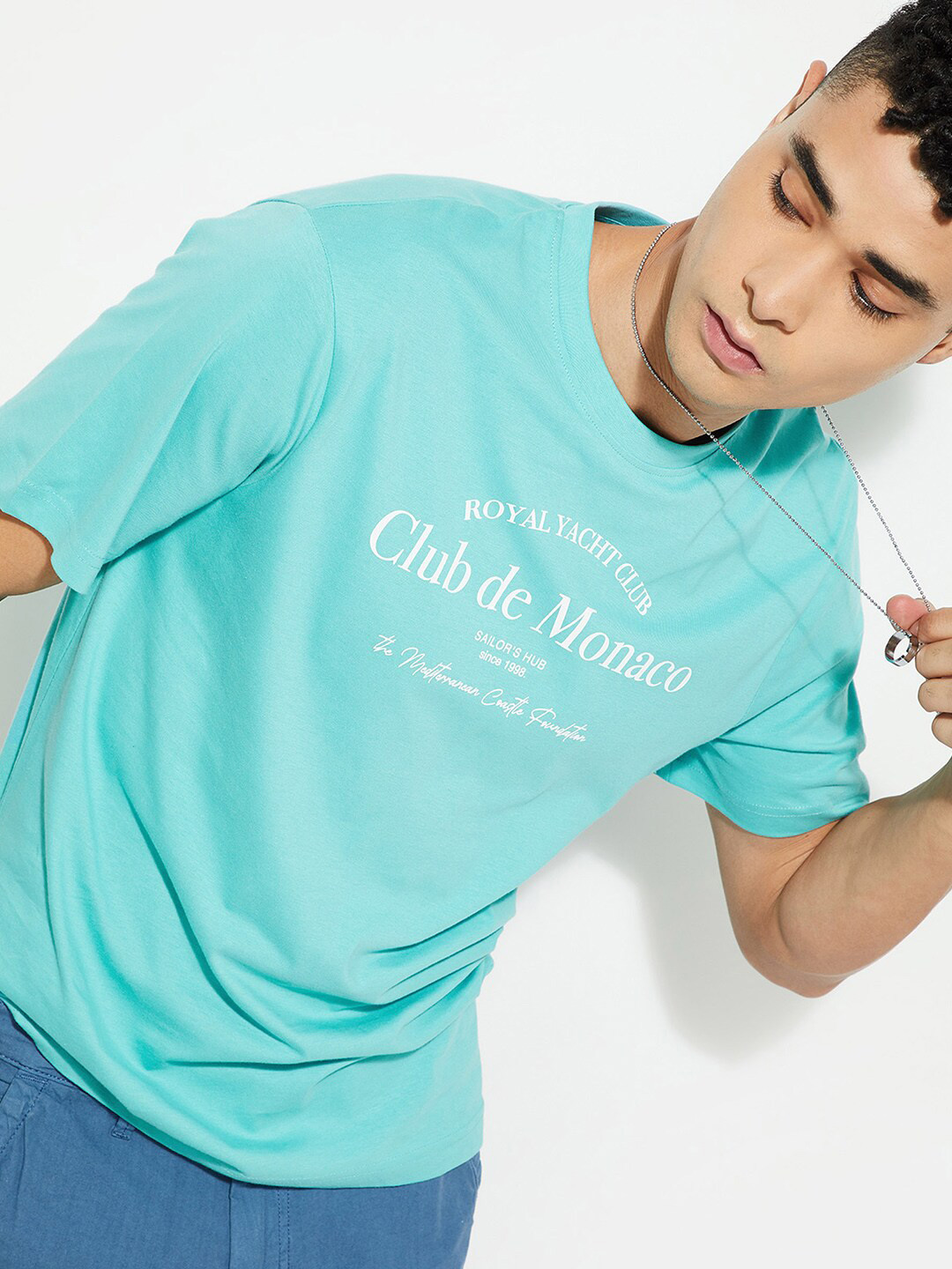 

max URB_N Men Regular Fit Typographic Print T-shirt, Blue