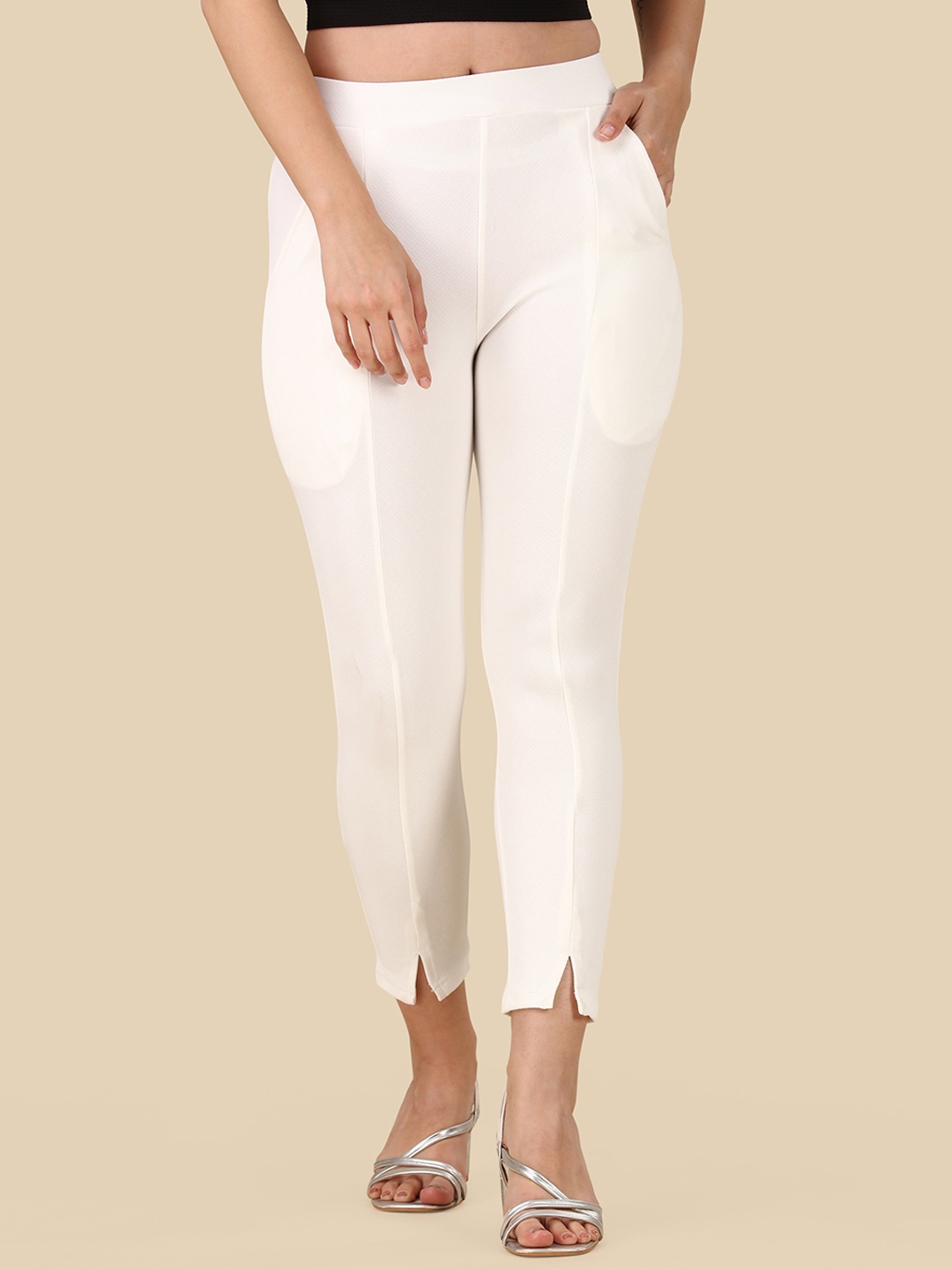 

KALINI Women Relaxed Mid-Rise Trouser, White