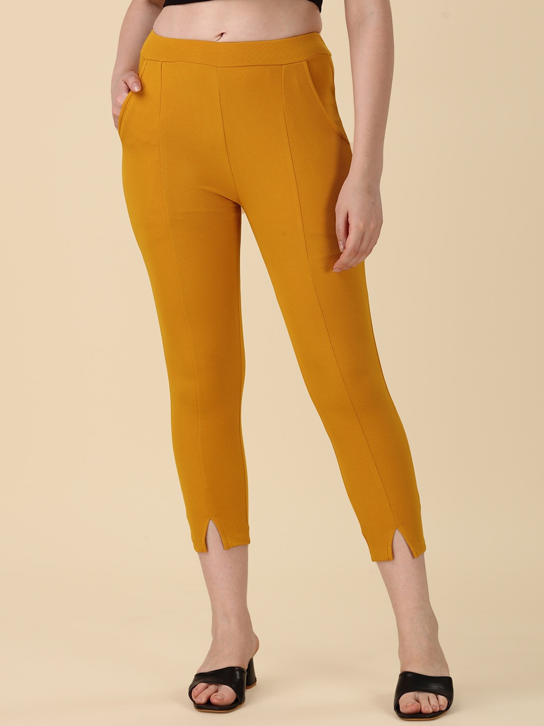 

KALINI Women Mid-Rise Relaxed Trouser, Yellow