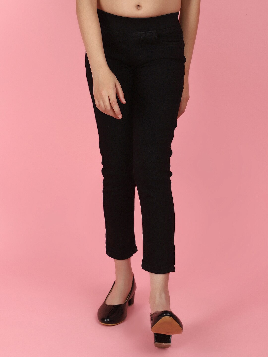 

V-Mart Girls Regular Fit Denim Weave Jeggings, Black