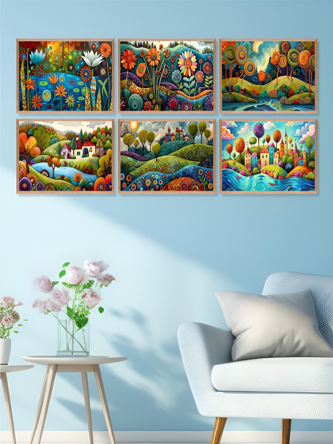 

Aura Orange & Blue 6 Pieces Floral and Botanical Wall Paintings