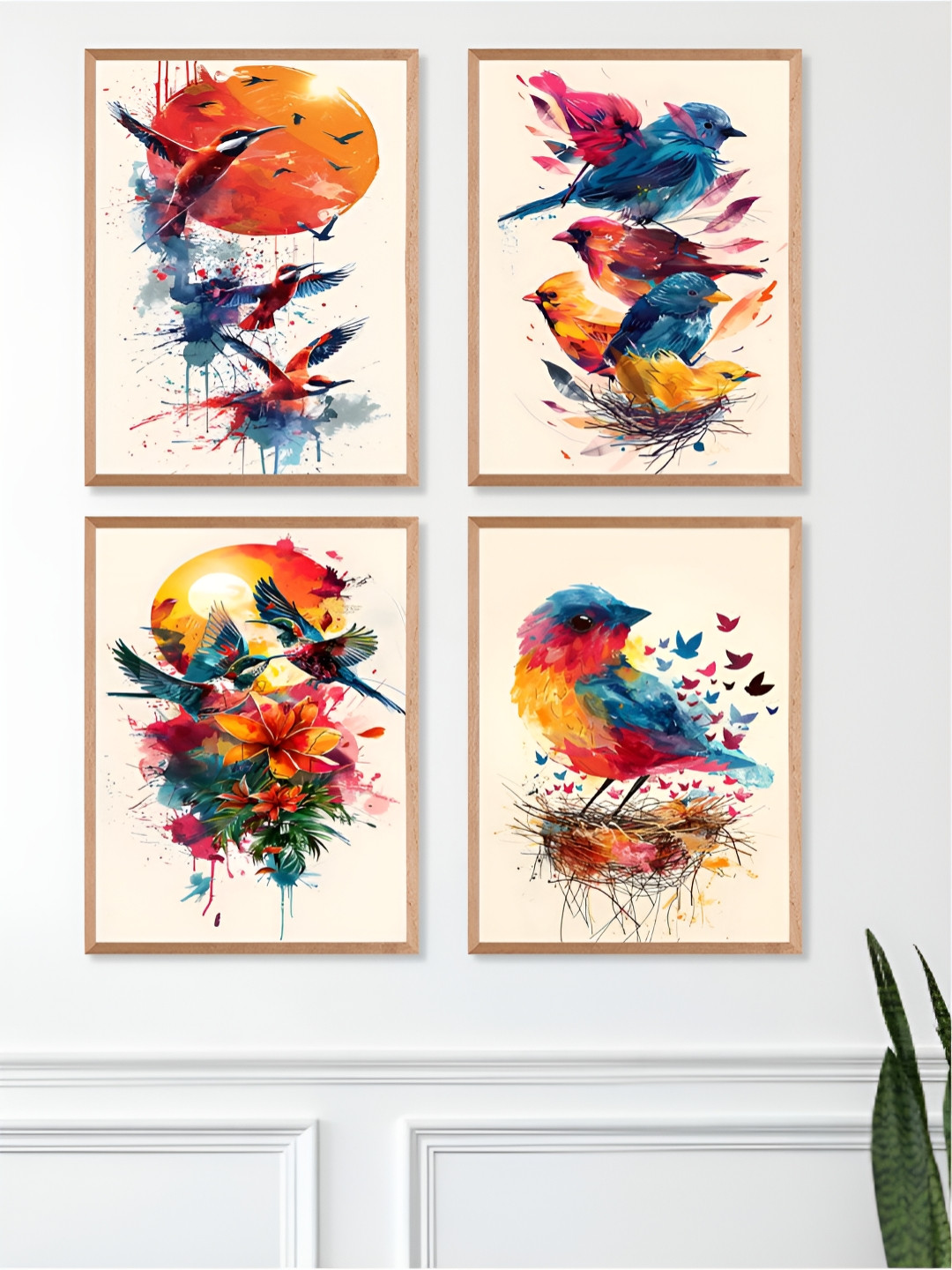 

Aura White & Orange 4 Pieces Floral and Botanical Painting Wall Arts