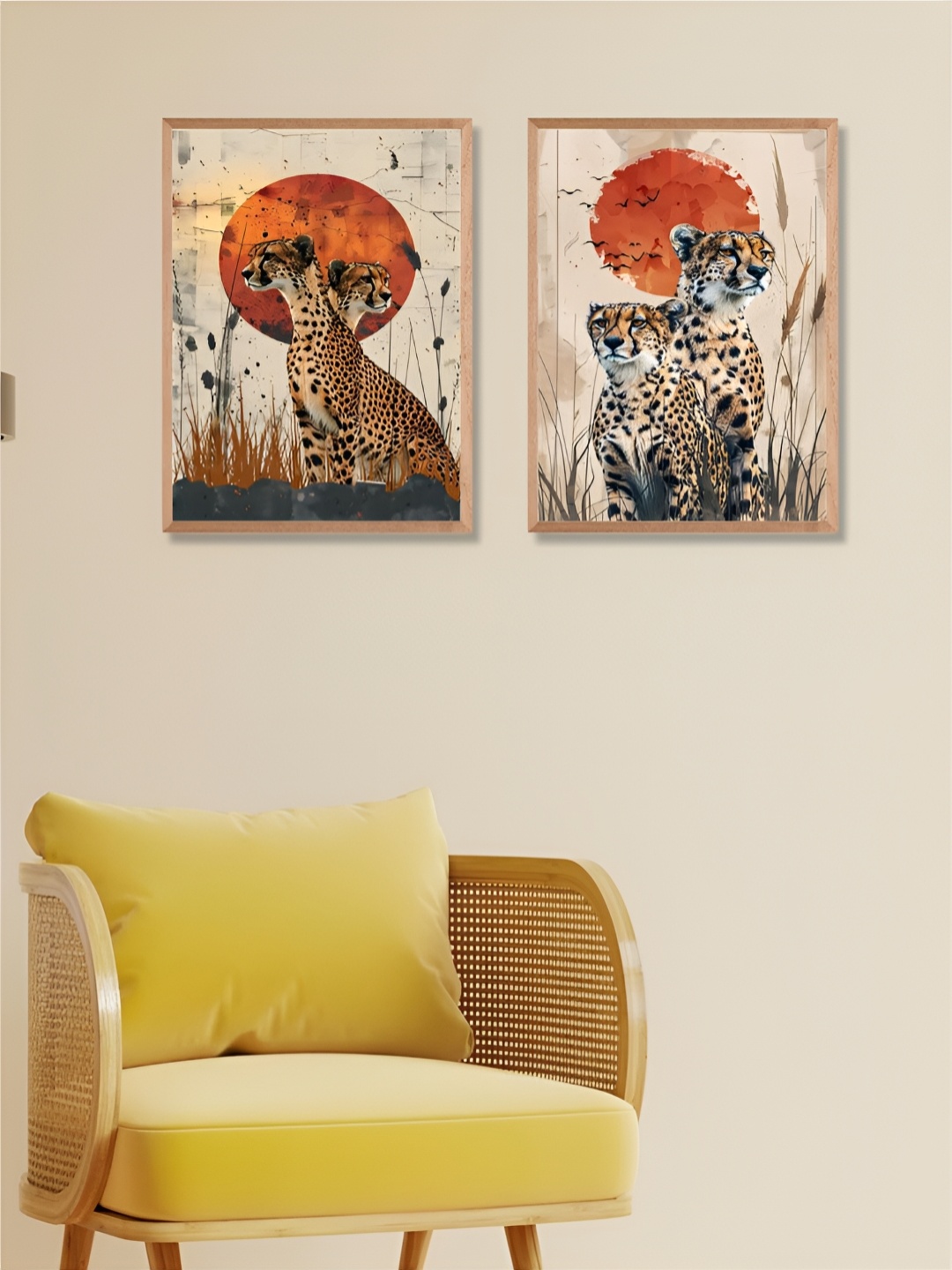 

Aura Beige & Orange 2 Pieces Floral and Botanical Painting Wall Arts