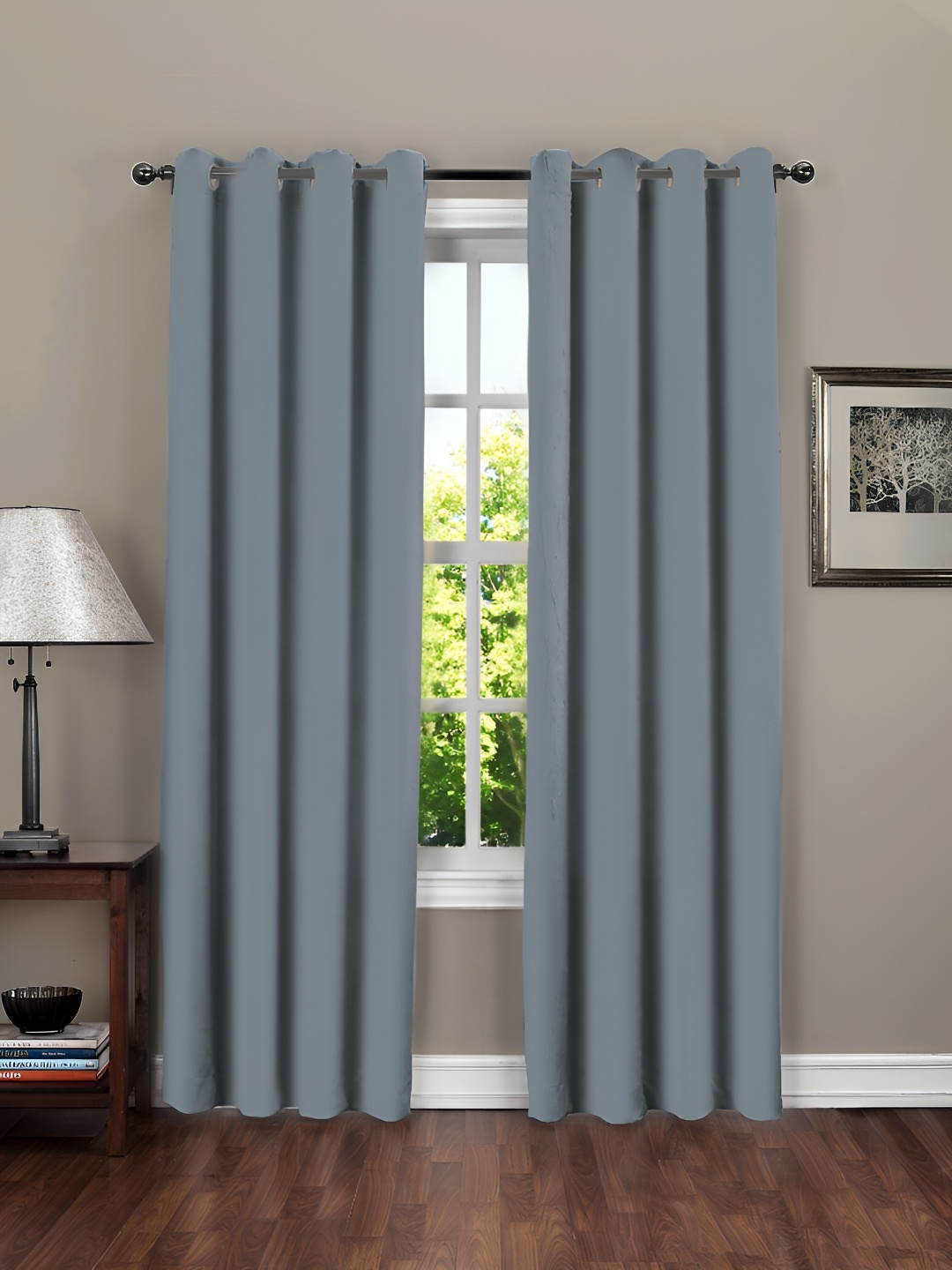 

RRC Grey 2 PIeces Black Out Long Door Curtain