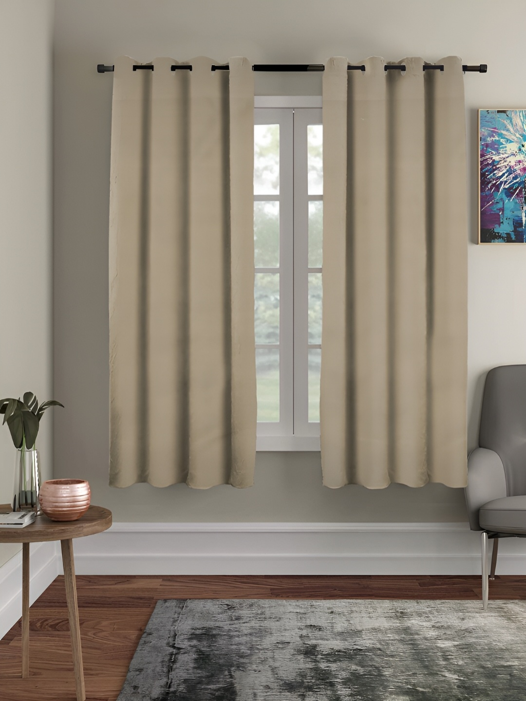 

RRC Beige 2 Pieces Black Out Window Curtain