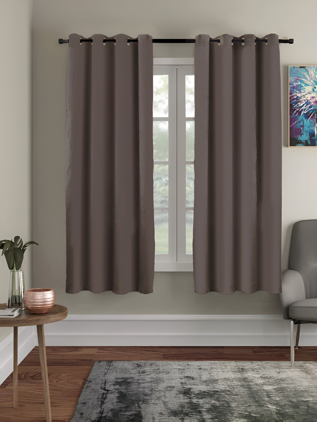 

RRC Coffee Coffee Brown 2 Pieces Black Out Window Curtain