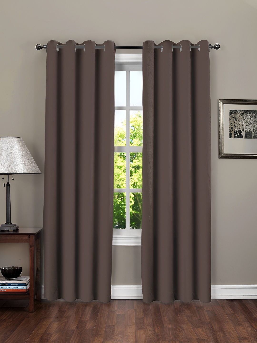 

RRC Coffee Coffee Brown 2 Pieces Black Out Long Door Curtain