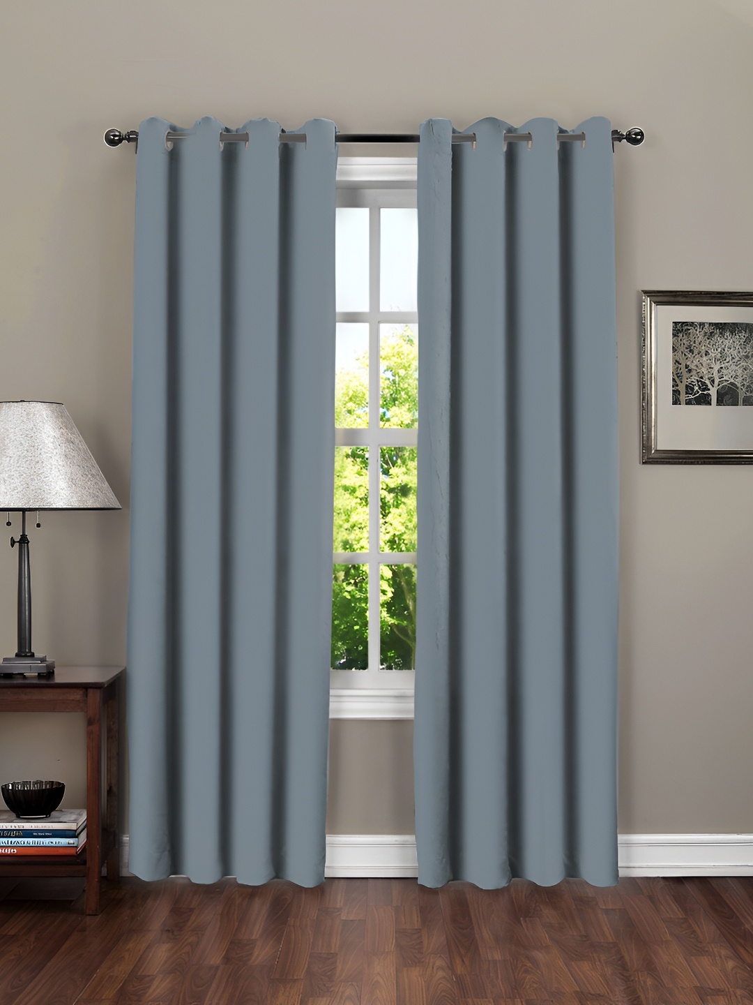

RRC Grey 2 Pieces Black Out Door Curtain