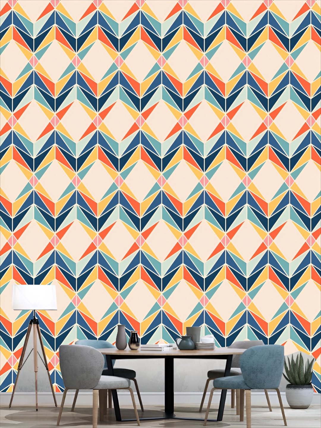 

KSHIRSA Blue & Yellow 3D Printed Self-Adhesive Wallpaper