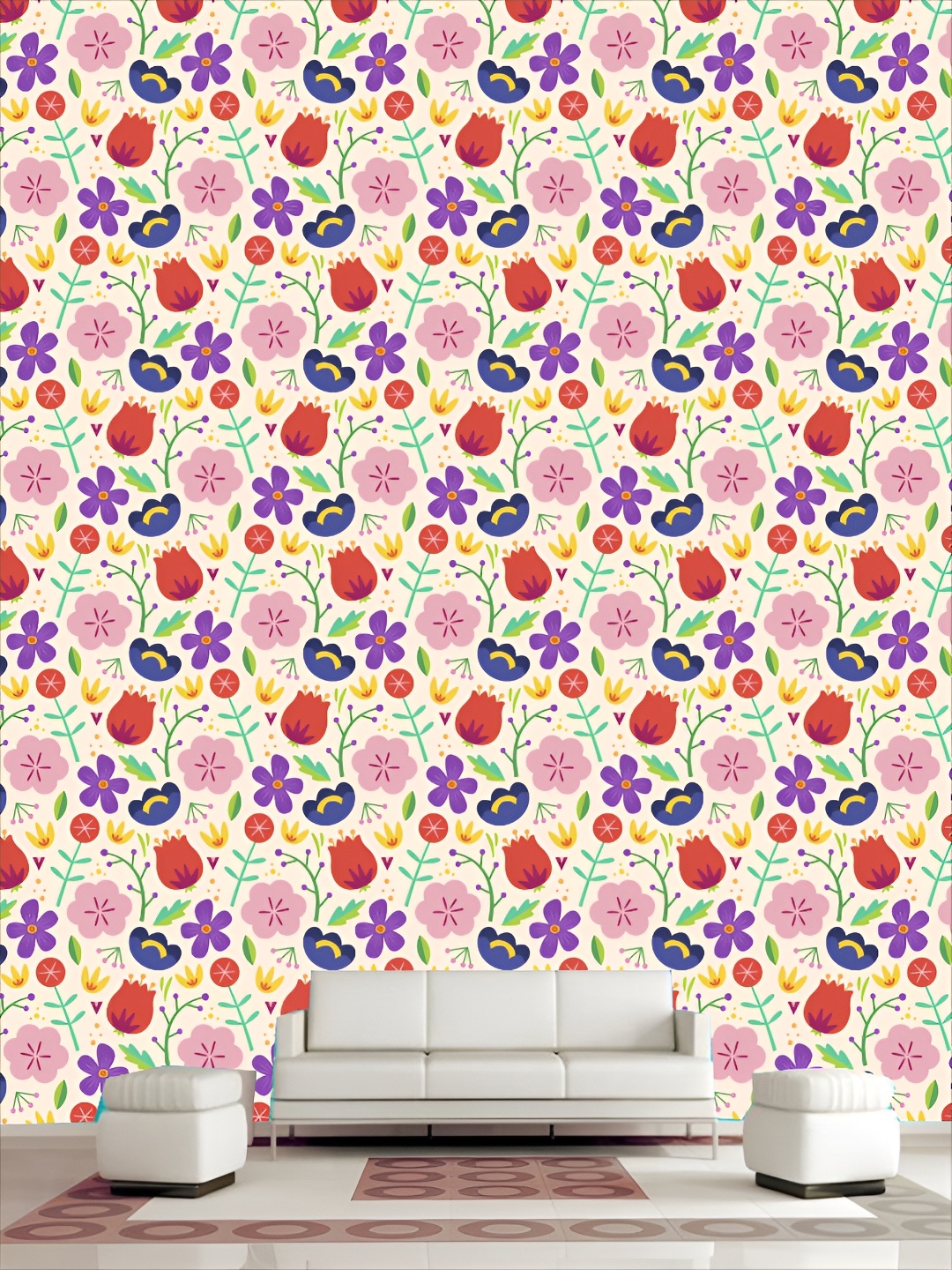 

KSHIRSA Self Adhesive 3D White & Blue Floral Printed Wall Sticker