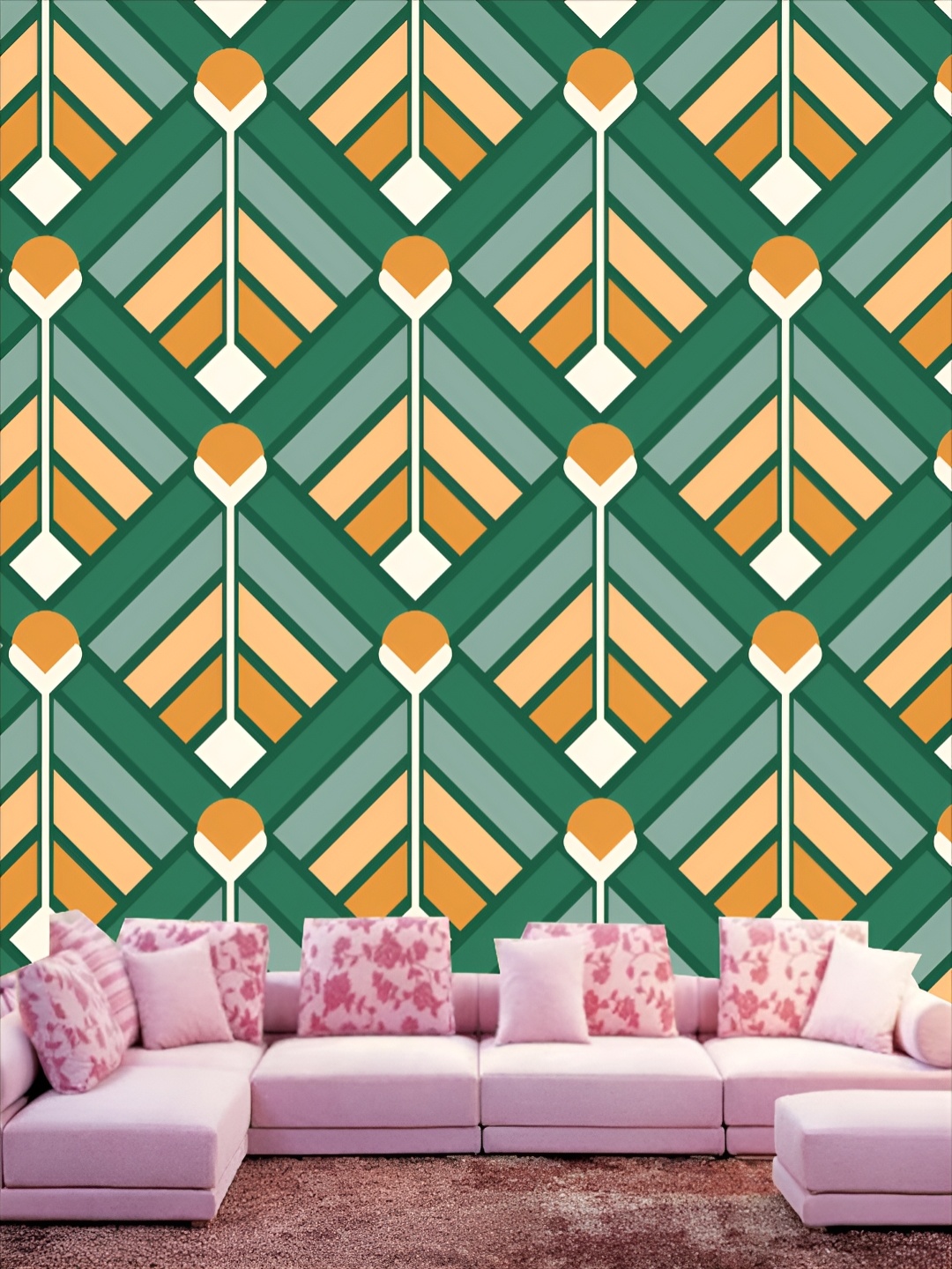 

KSHIRSA Green & Mustard Printed Self Adhesive Wall Sticker