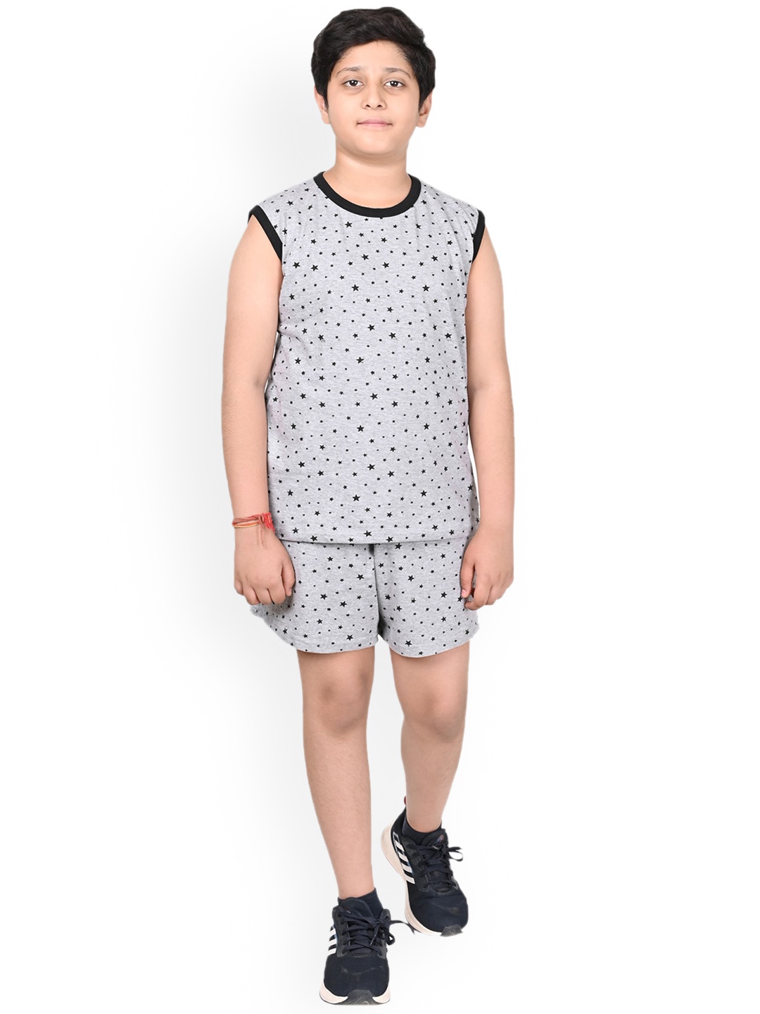 

BAESD Boys Printed Pure Cotton Sleeveless T-Shirt With Short, Grey