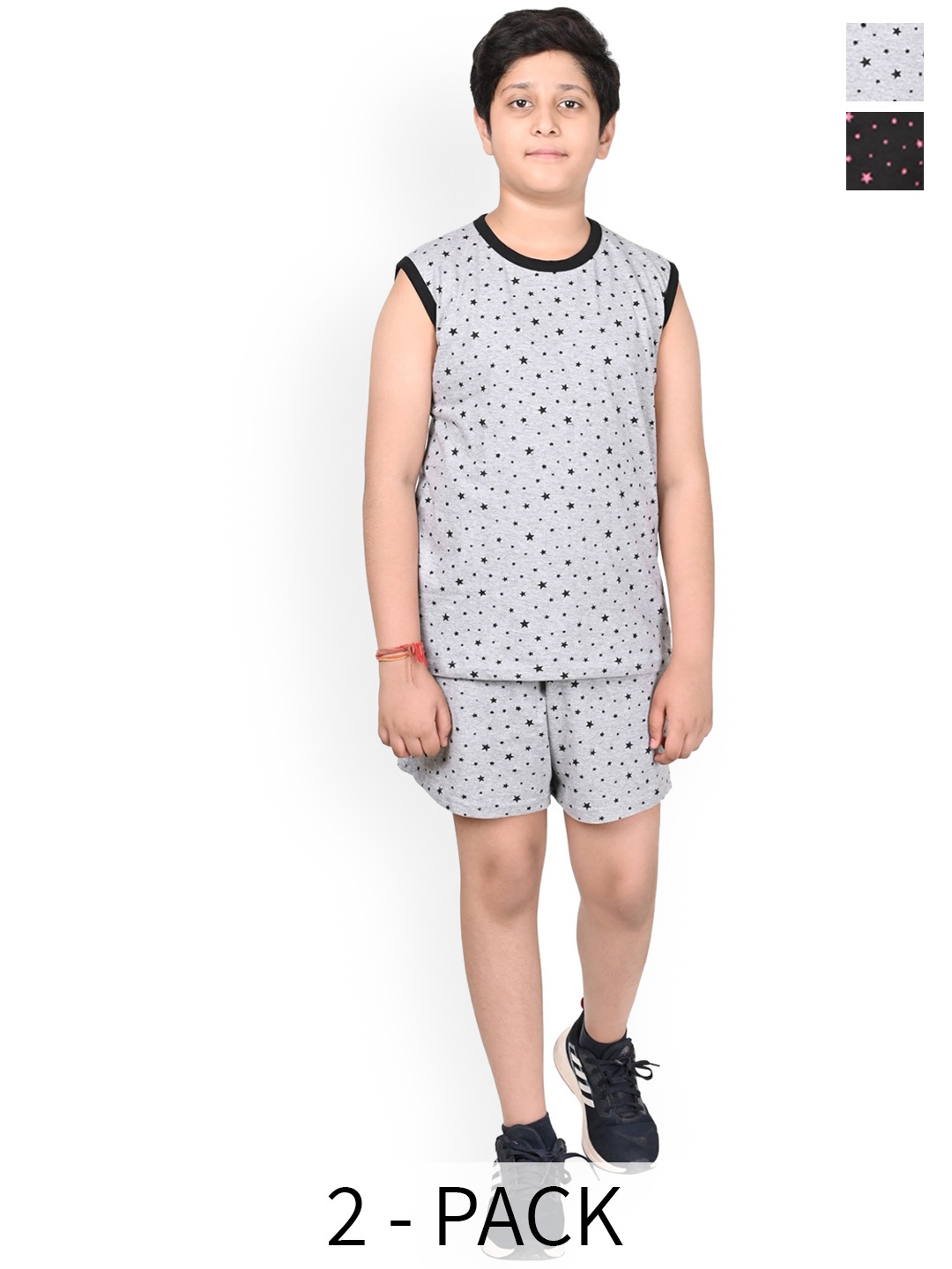 

BAESD Boys Pure Cotton Pack Of 2 Printed Pure Cotton Clothing Set, Grey