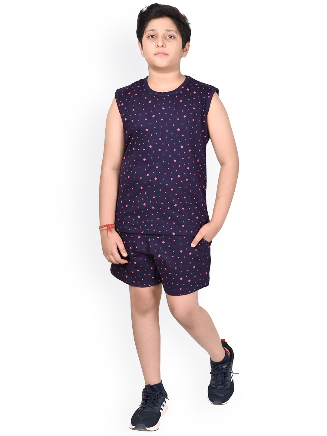 

BAESD Boys Printed Night suit, Navy blue