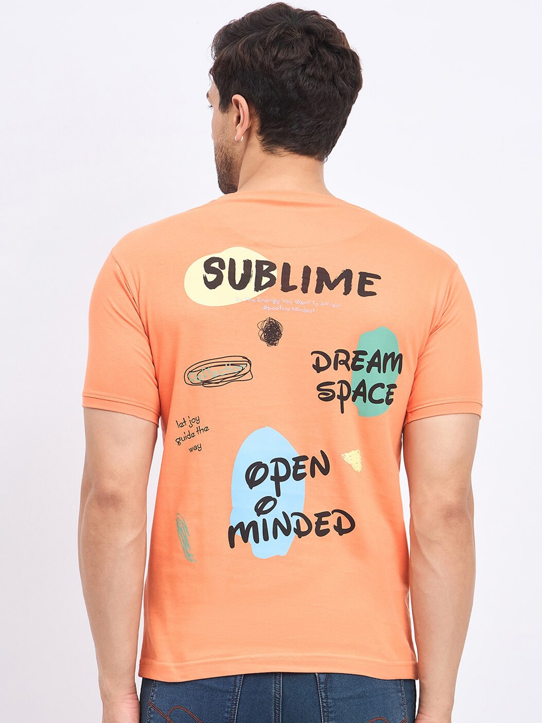 Duke Typography Printed Round Neck Short Sleeves Cotton Slim Fit T-shirt, Orange