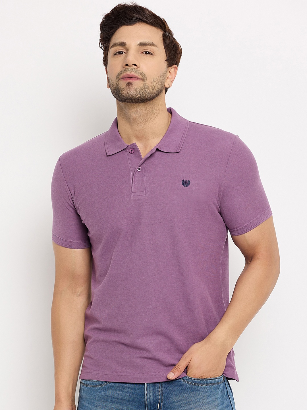 

Duke Men Solid Polo Collar Slim Fit T-shirt, Purple