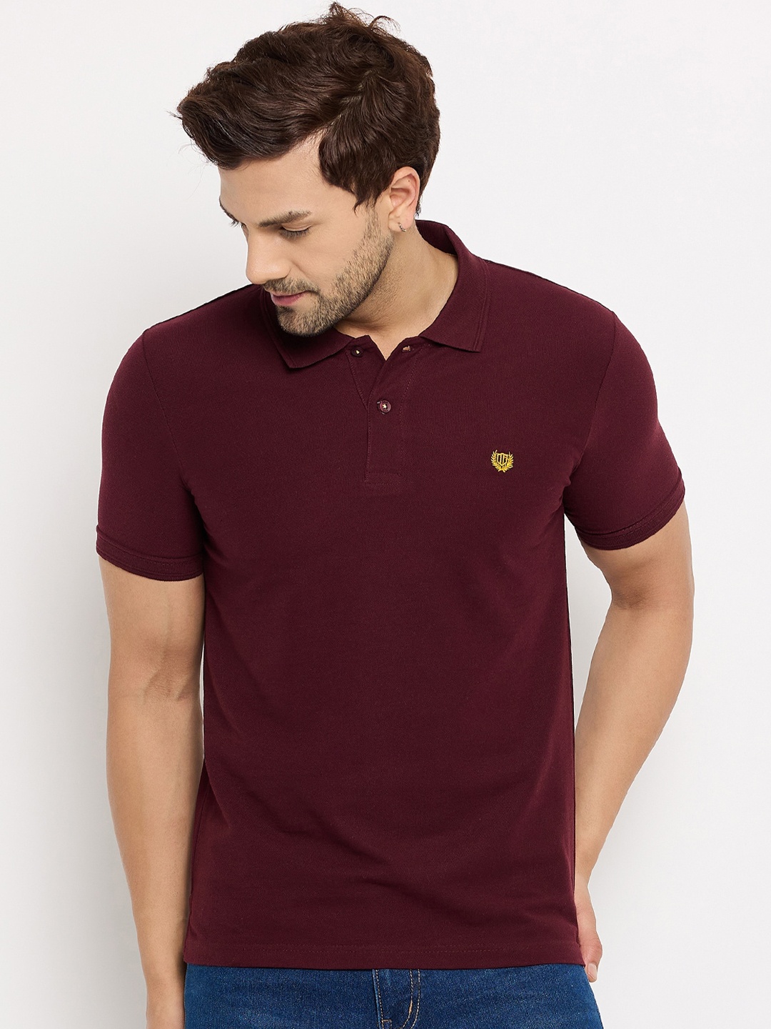 

Duke Men Solid Polo Collar Slim Fit T-shirt, Maroon