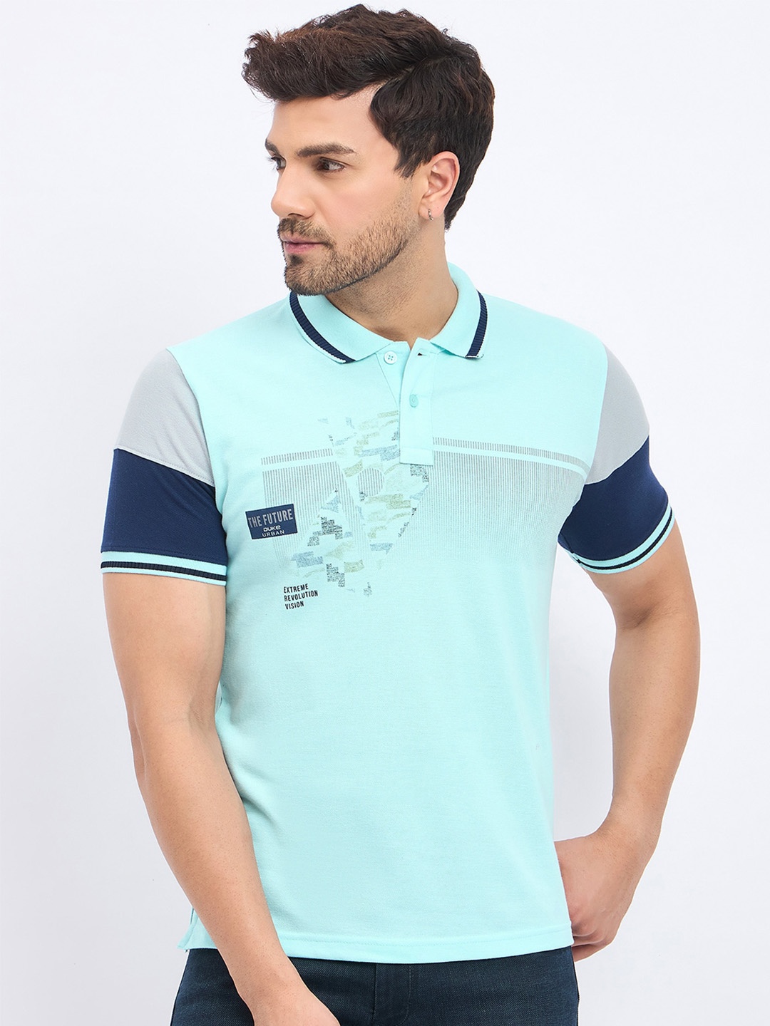 

Duke Polo Collar Cotton Slim Fit T-shirt, Blue