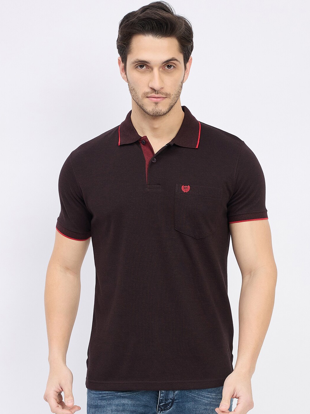 

Duke Men Polo Collar Pockets T-shirt, Brown