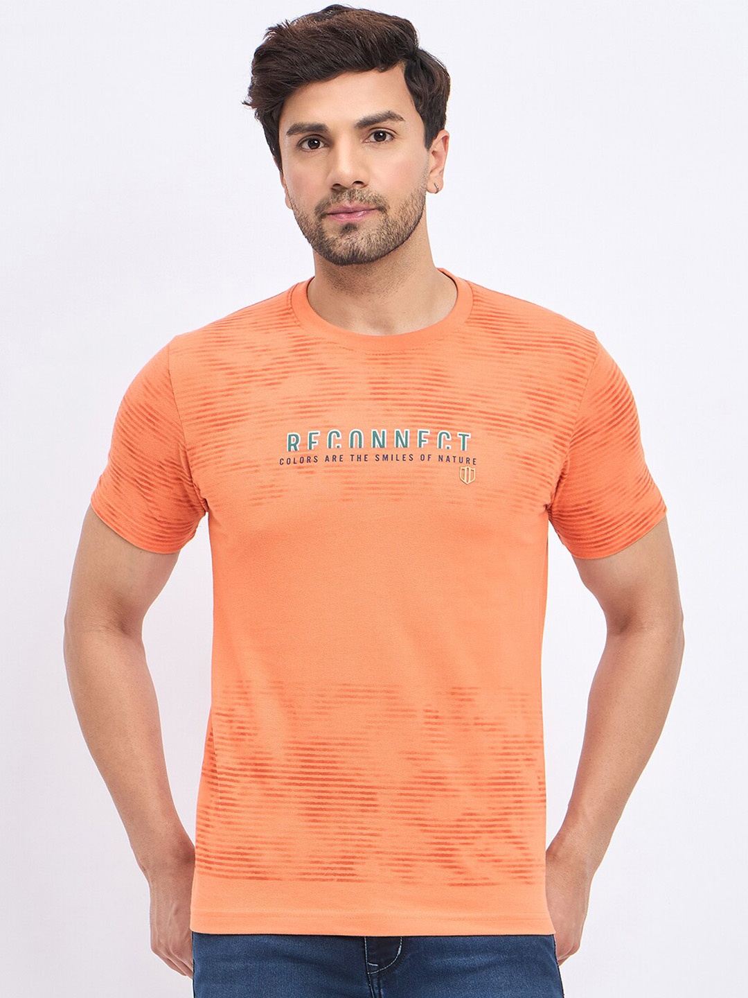 

Duke Typography Printed Round Neck Short Sleeves Slim Fit T-shirt, Orange