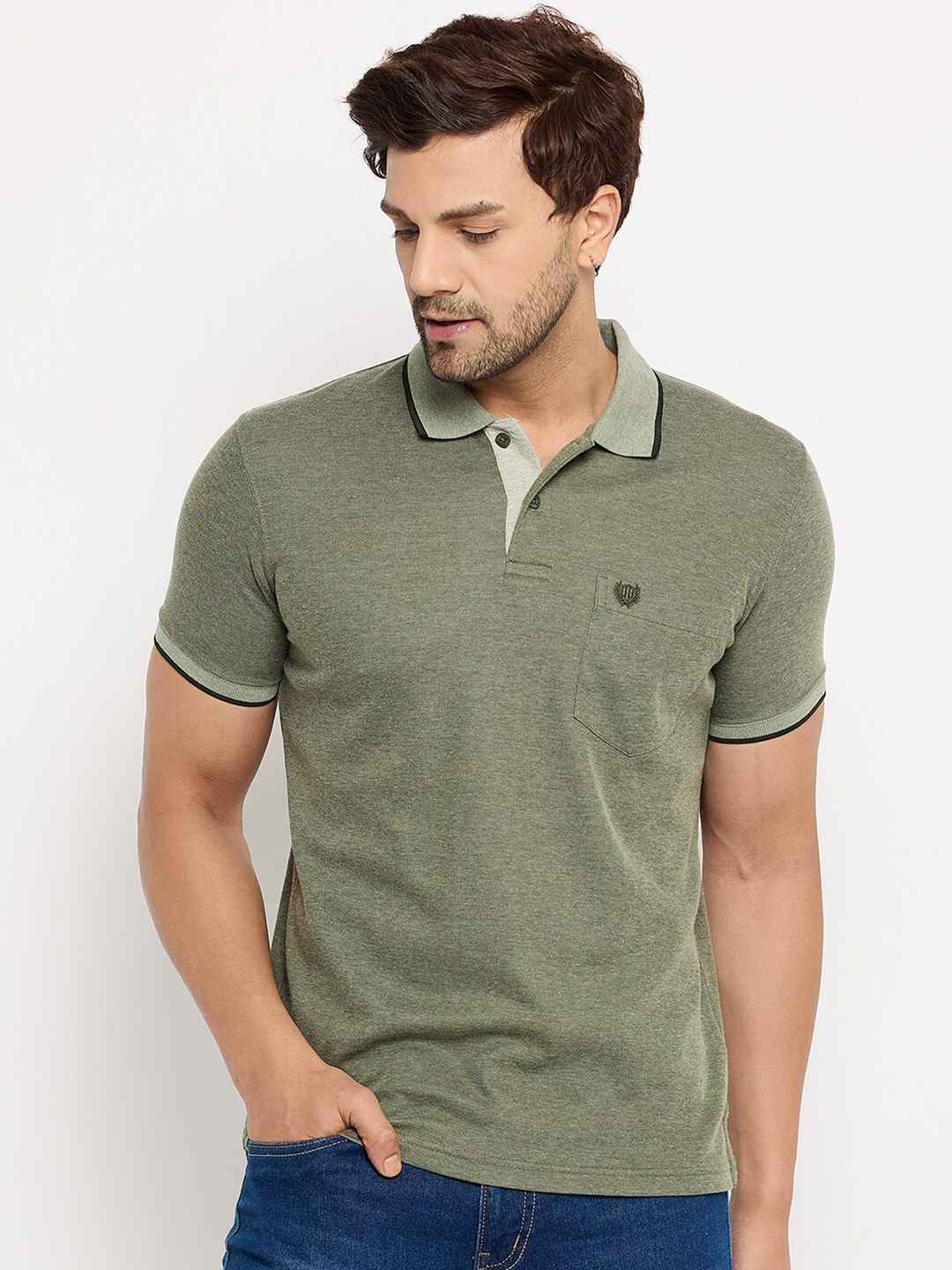 

Duke Men Solid Polo Collar Pockets T-shirt, Olive