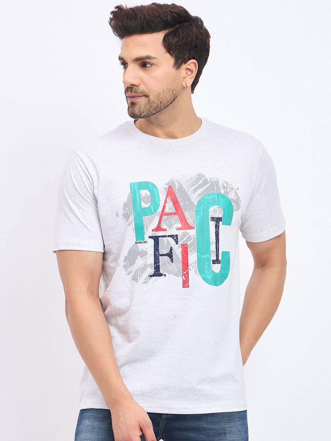 

Duke Men Typography Printed Regular Fit T-shirt, White