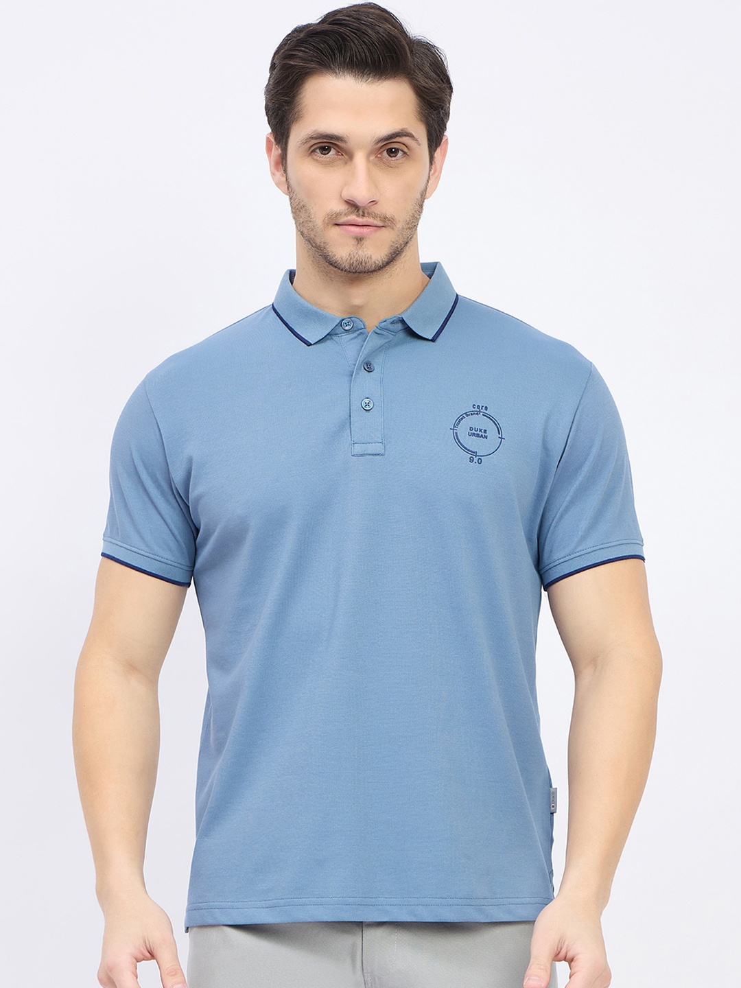 

Duke Men Polo Collar Nautical Slim Fit T-shirt, Blue