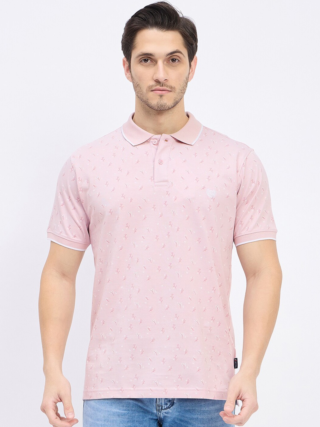 

Duke Men Floral Polo Collar Slim Fit T-shirt, Pink