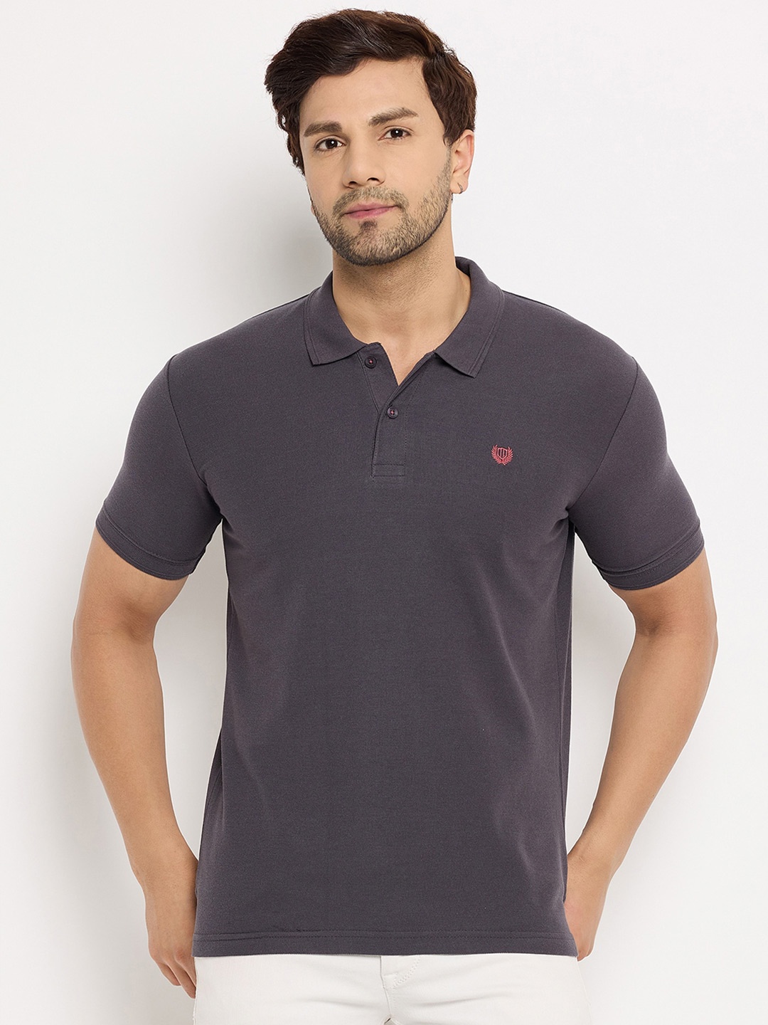 

Duke Polo Collar Short Sleeves Cotton Slim Fit T-shirt, Grey