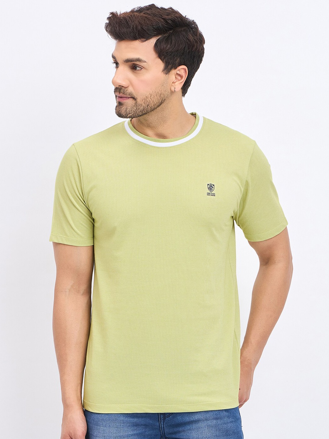

Duke Men Solid Round Neck Slim Fit T-shirt, Green