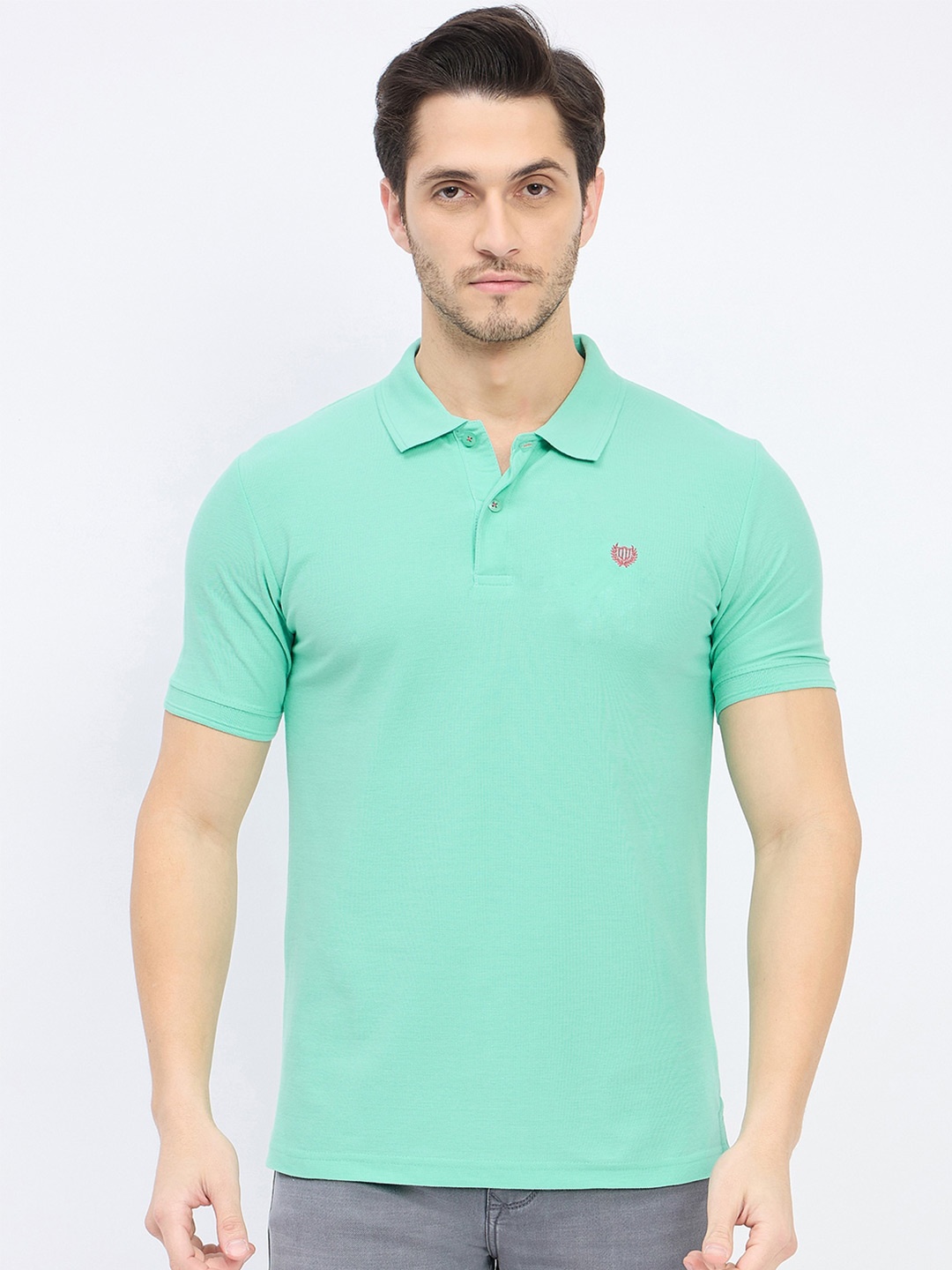 

Duke Men Solid Polo Collar Slim Fit T-shirt, Turquoise blue