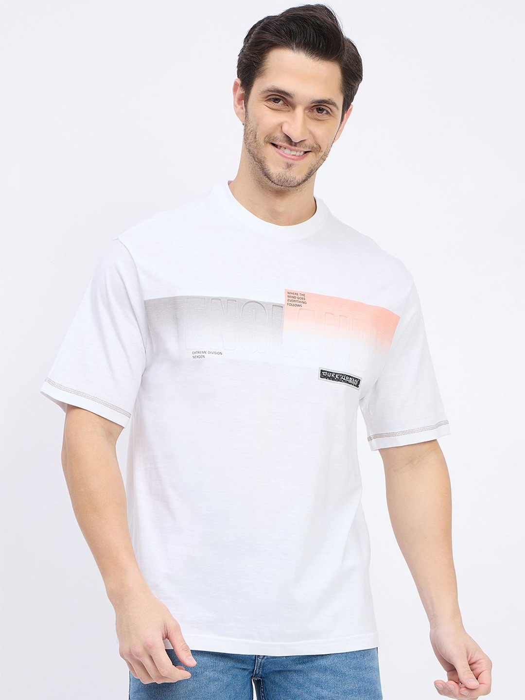 

Duke Men Colourblocked Regular Fit T-shirt, White