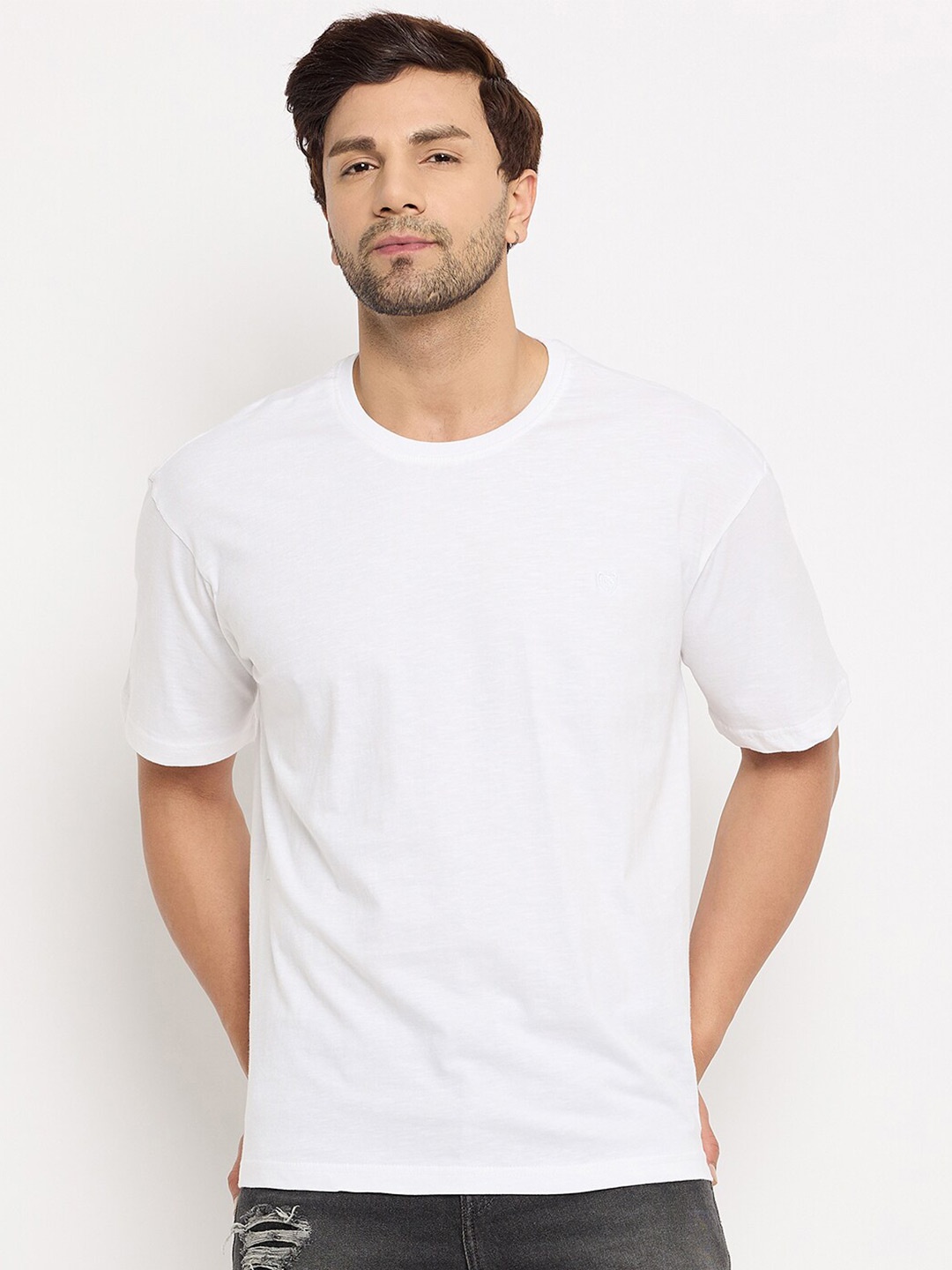 

Duke Men Solid Oversized Drop Shoulder T-shirt, White