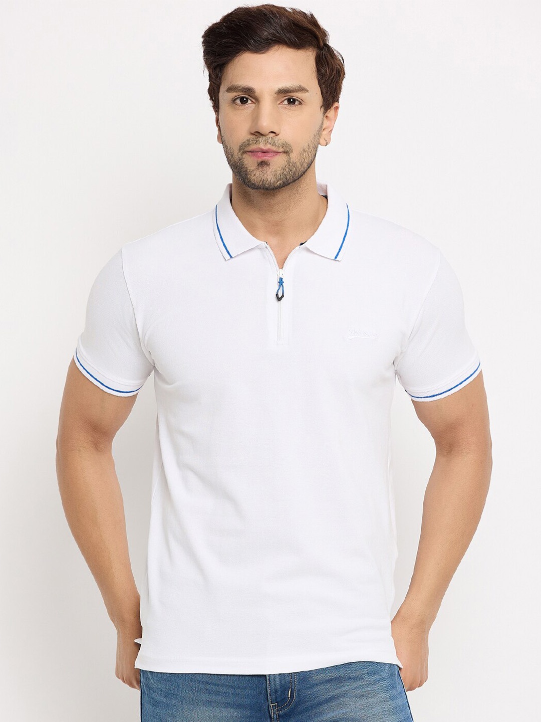 

Duke Polo Collar Short Sleeves Cotton Slim Fit T-shirt, White