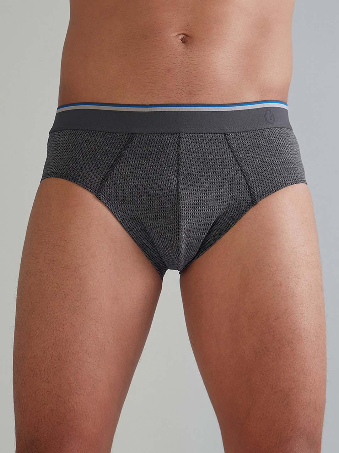 

Gloot Mid-Rise Cotton Basic Briefs GLUAKOEBR01_Dark Grey, Grey melange