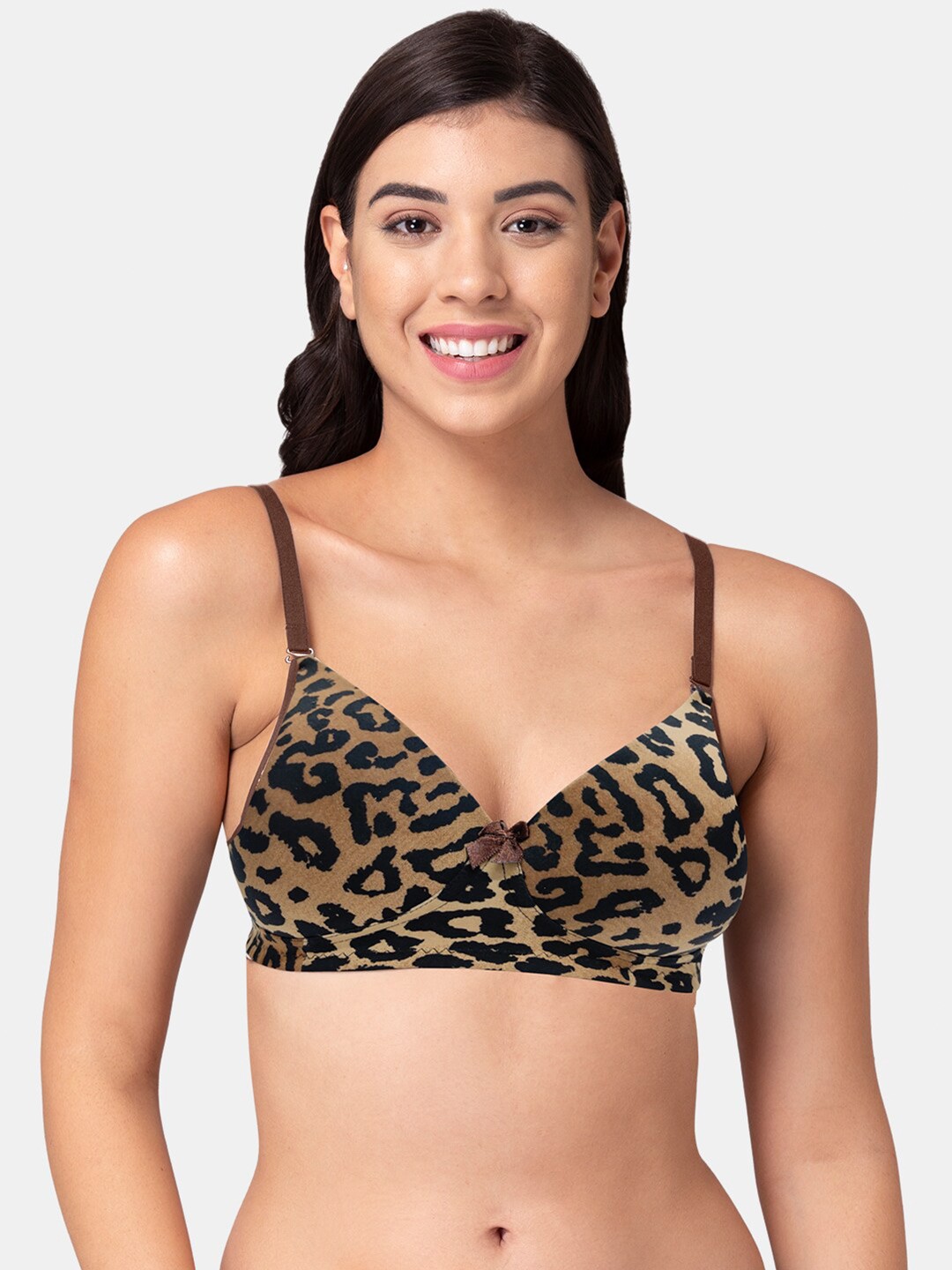 

Tweens Animal Printed Full Coverage Lightly Padded Cotton T-Shirt Bra With All Day Comfort, Beige