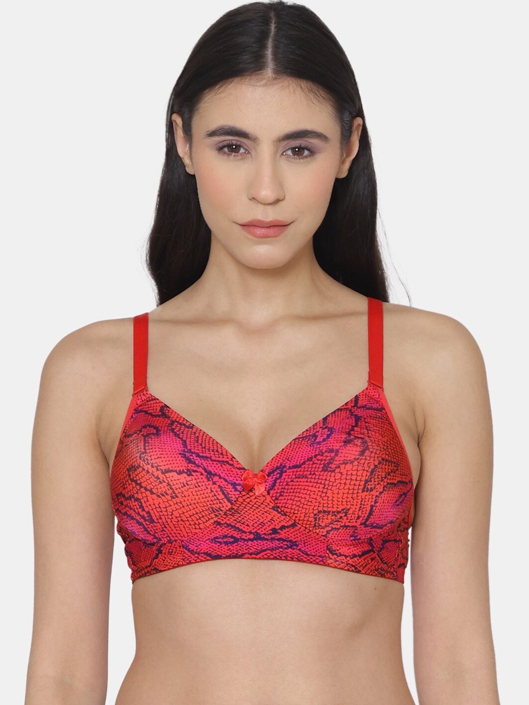 

Tweens Printed Full Coverage Lightly Padded Cotton T-Shirt Bra With All Day Comfort, Red