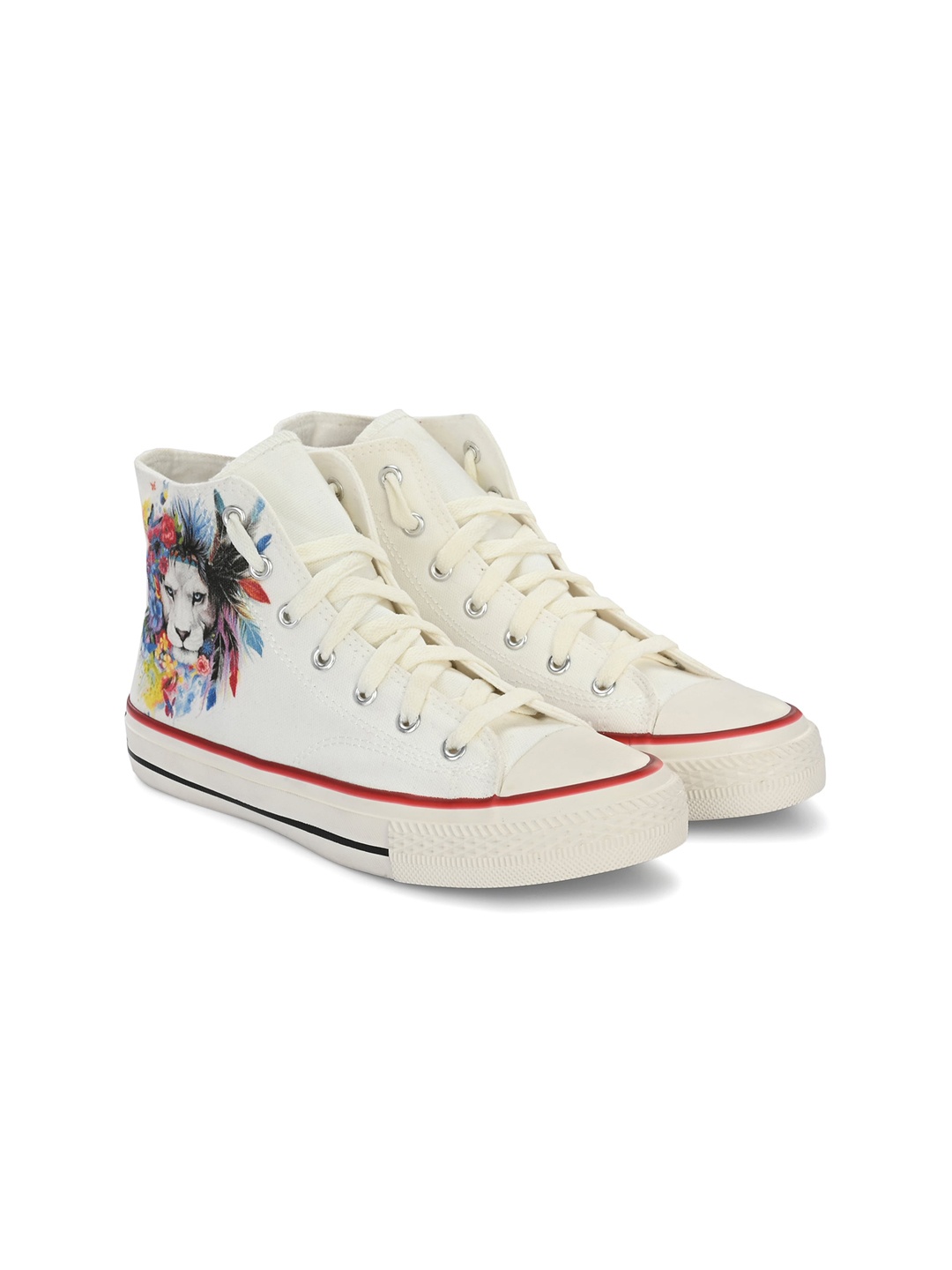 

CROWCIA LONDON Women Printed High-Top Canvas Sneakers, Multi