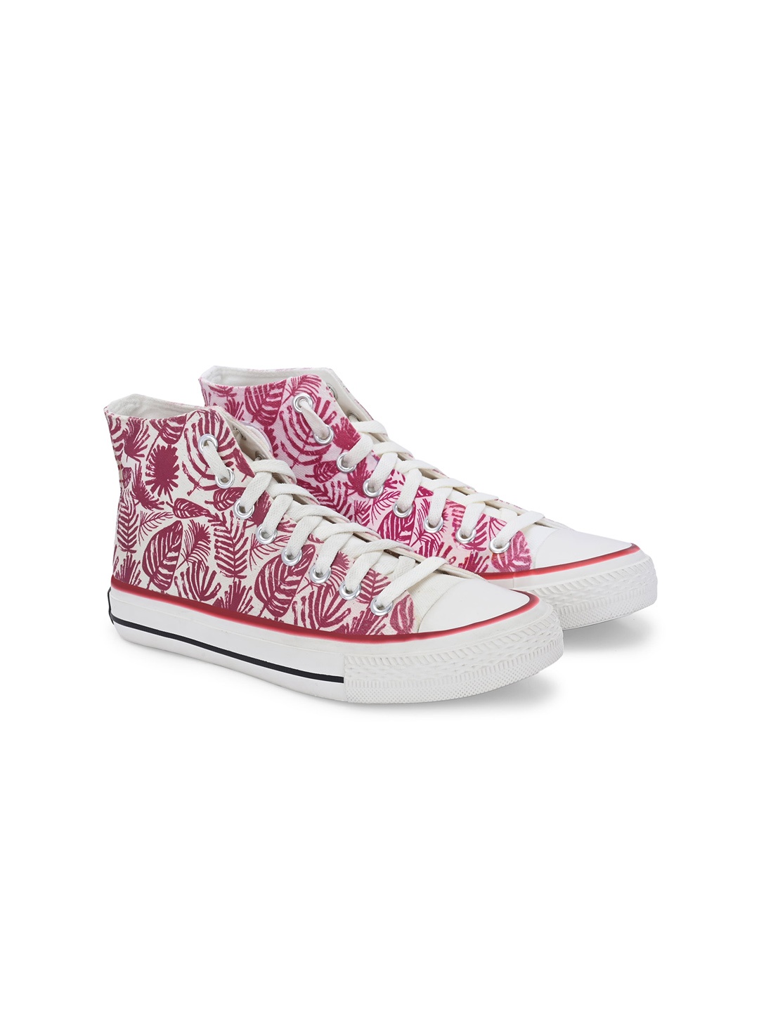 

CROWCIA LONDON Women Printed High-Top Canvas Sneakers, Multi